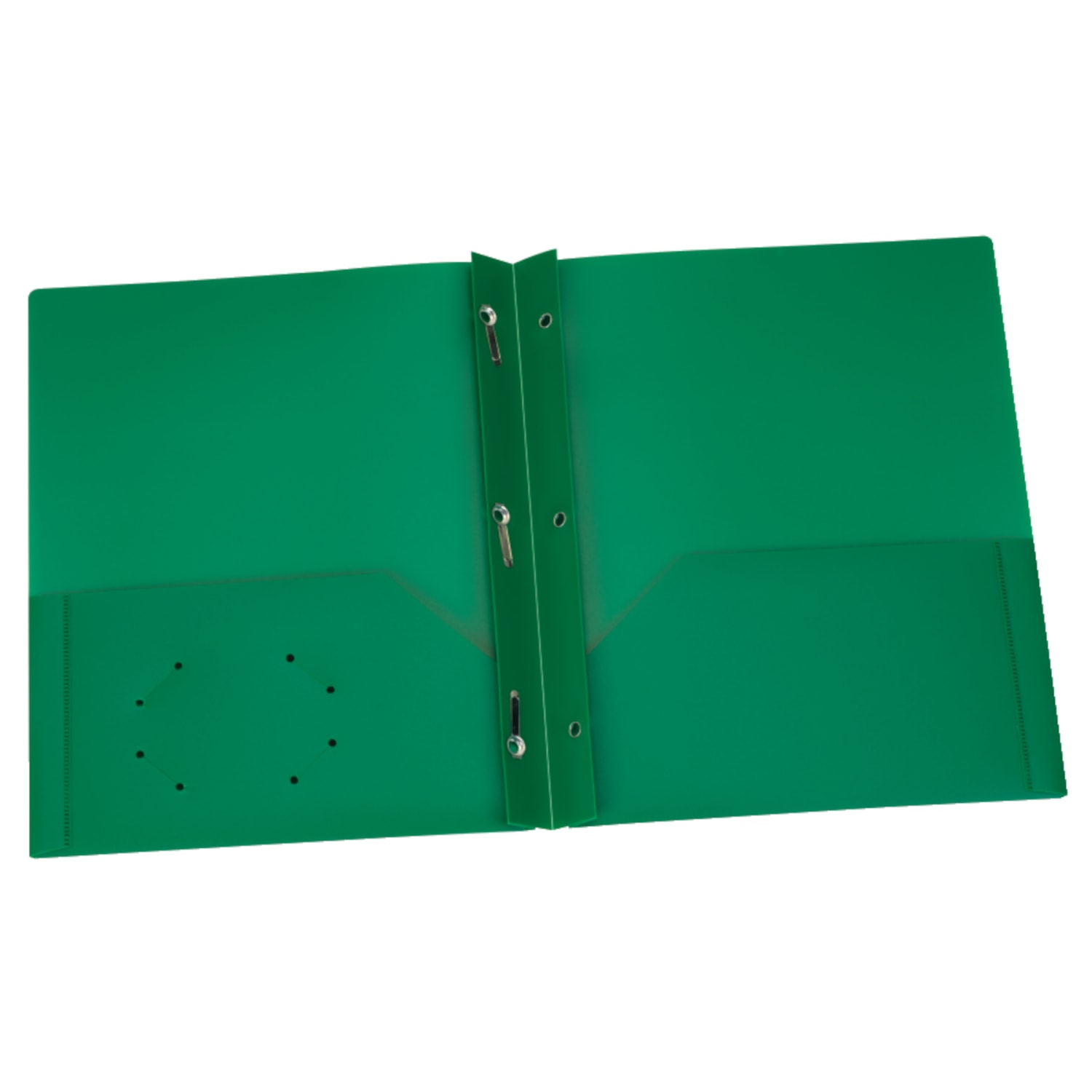 Oxford Poly 2-Pocket Portfolios with Prongs, 8-1/2in x 11in, Green, Pack Of 25 Portfolios