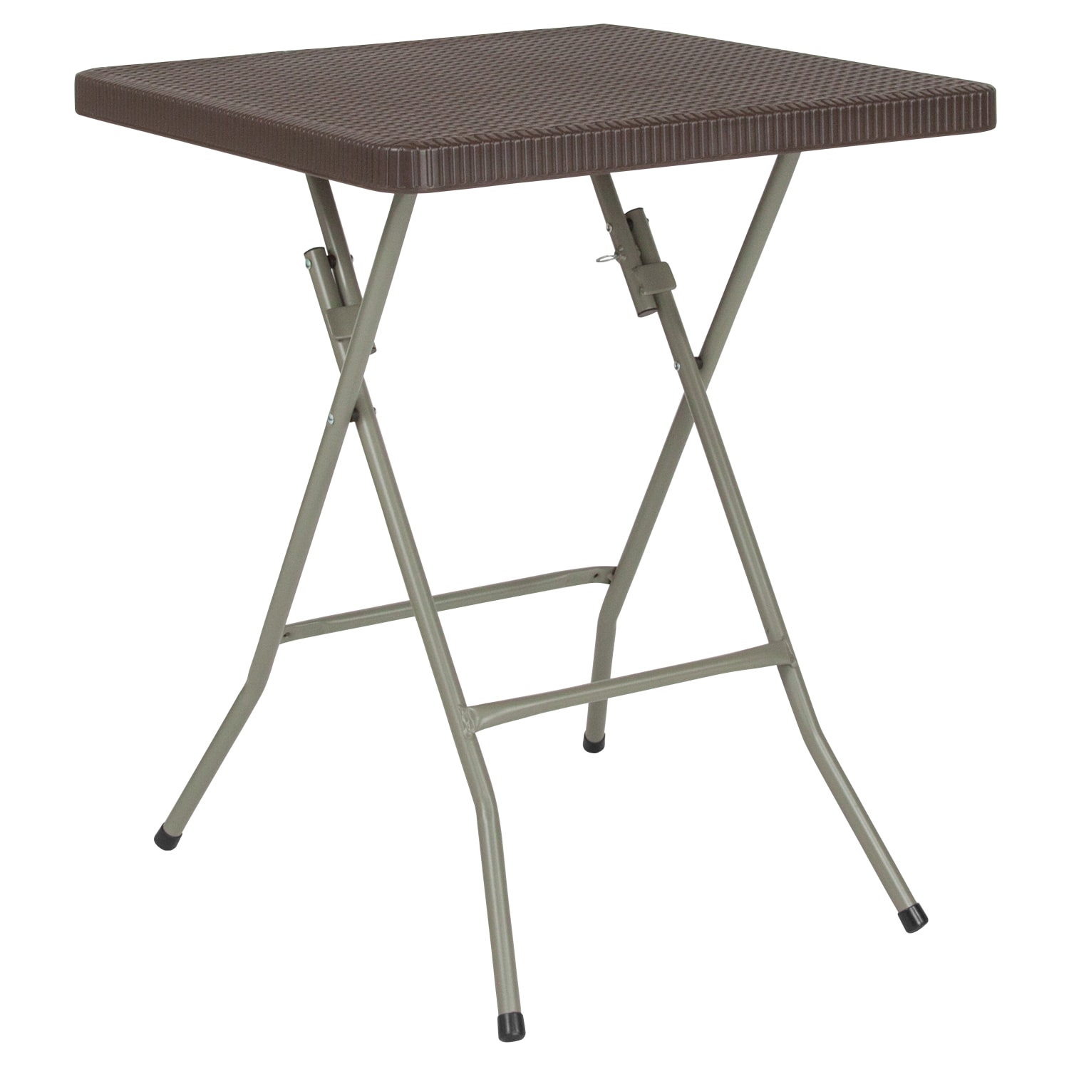 Flash Furniture Square Rattan Plastic Folding Table, 29inH x 23-1/2inW x 23-1/2inD, Brown - Image 3