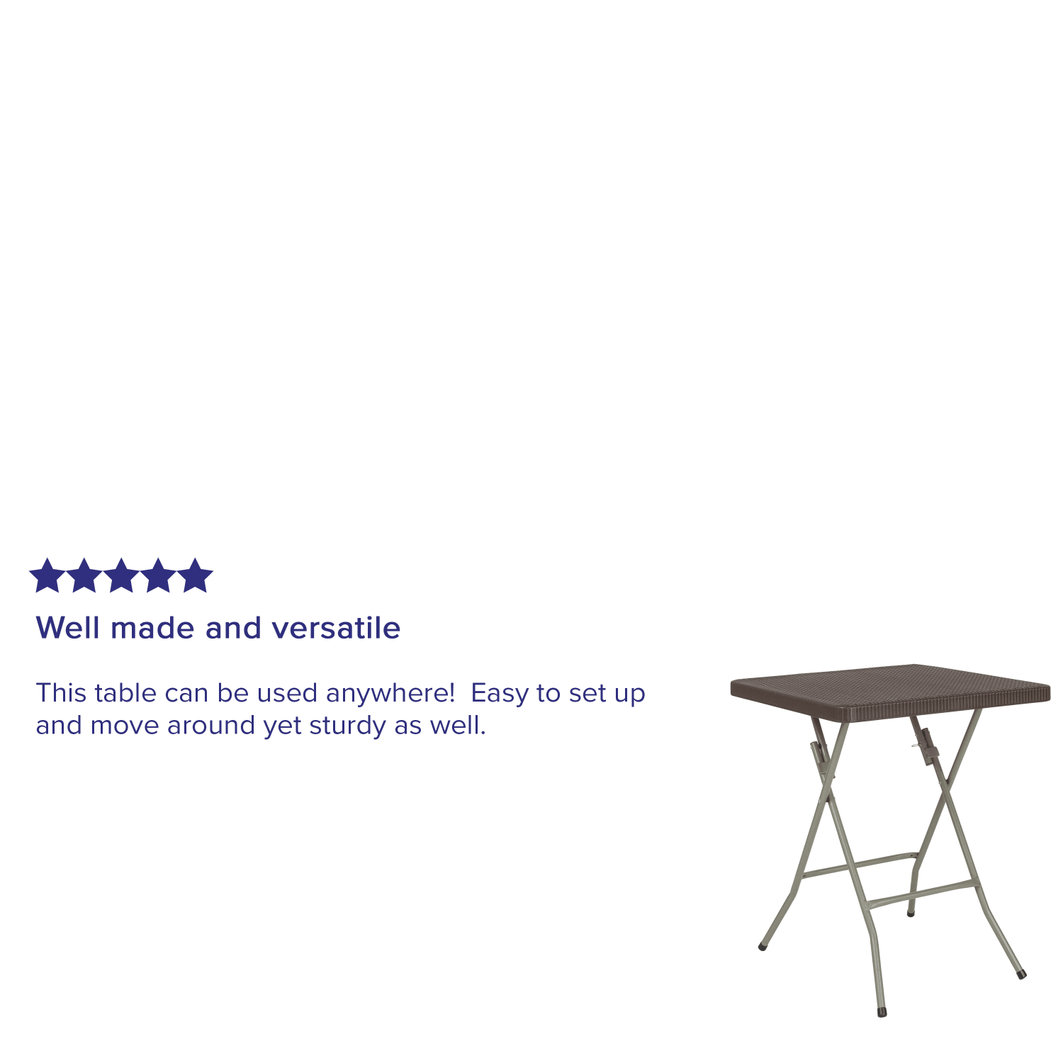 Flash Furniture Square Rattan Plastic Folding Table, 29inH x 23-1/2inW x 23-1/2inD, Brown - Image 5