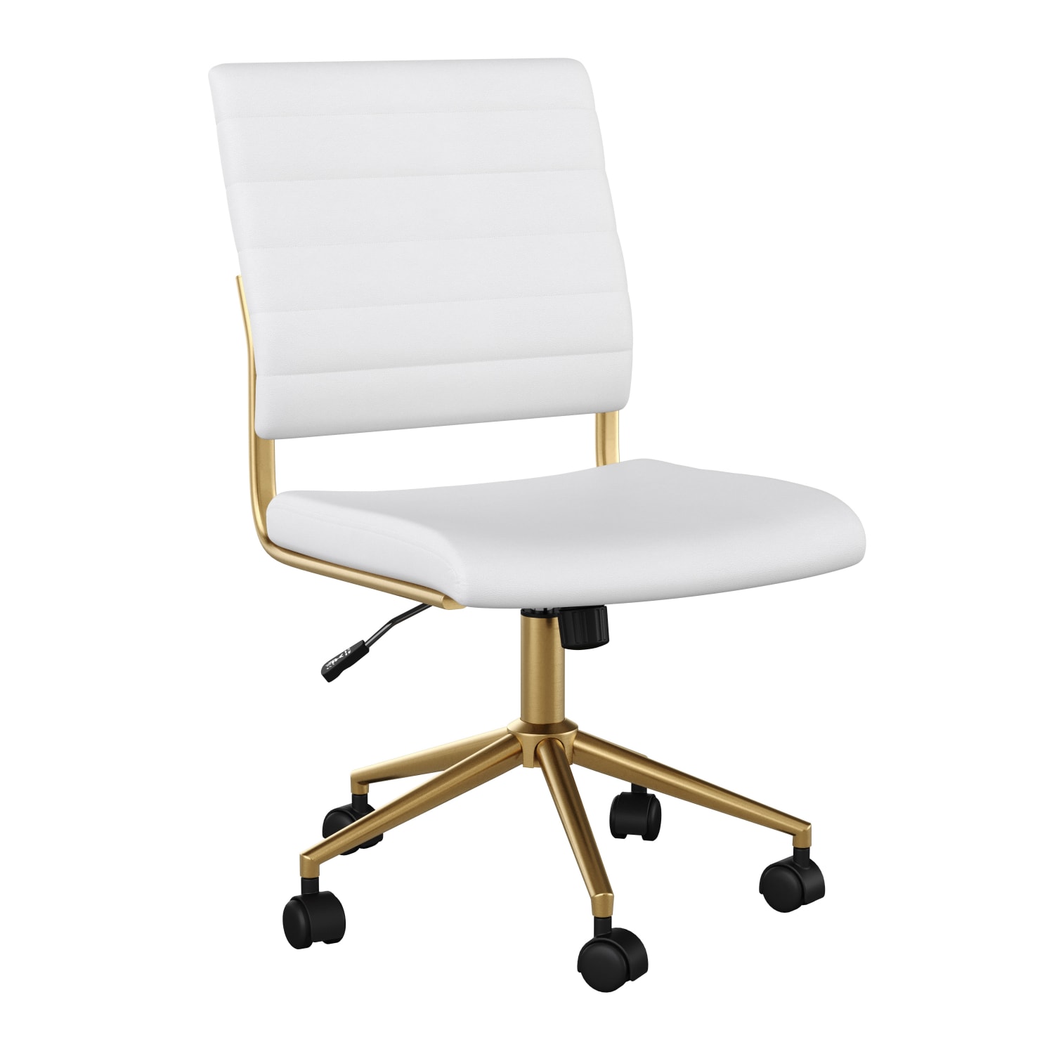 Martha Stewart Ivy Faux Leather Upholstered Mid Back Executive Office Chair WhitePolished Brass PopularChairscom