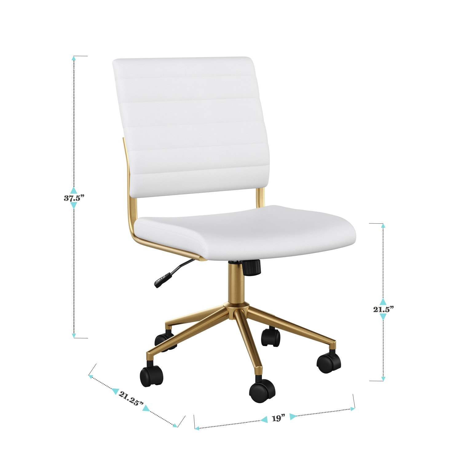 Martha Stewart Ivy Faux Leather Upholstered Mid Back Executive Office Chair WhitePolished Brass PopularChairscom