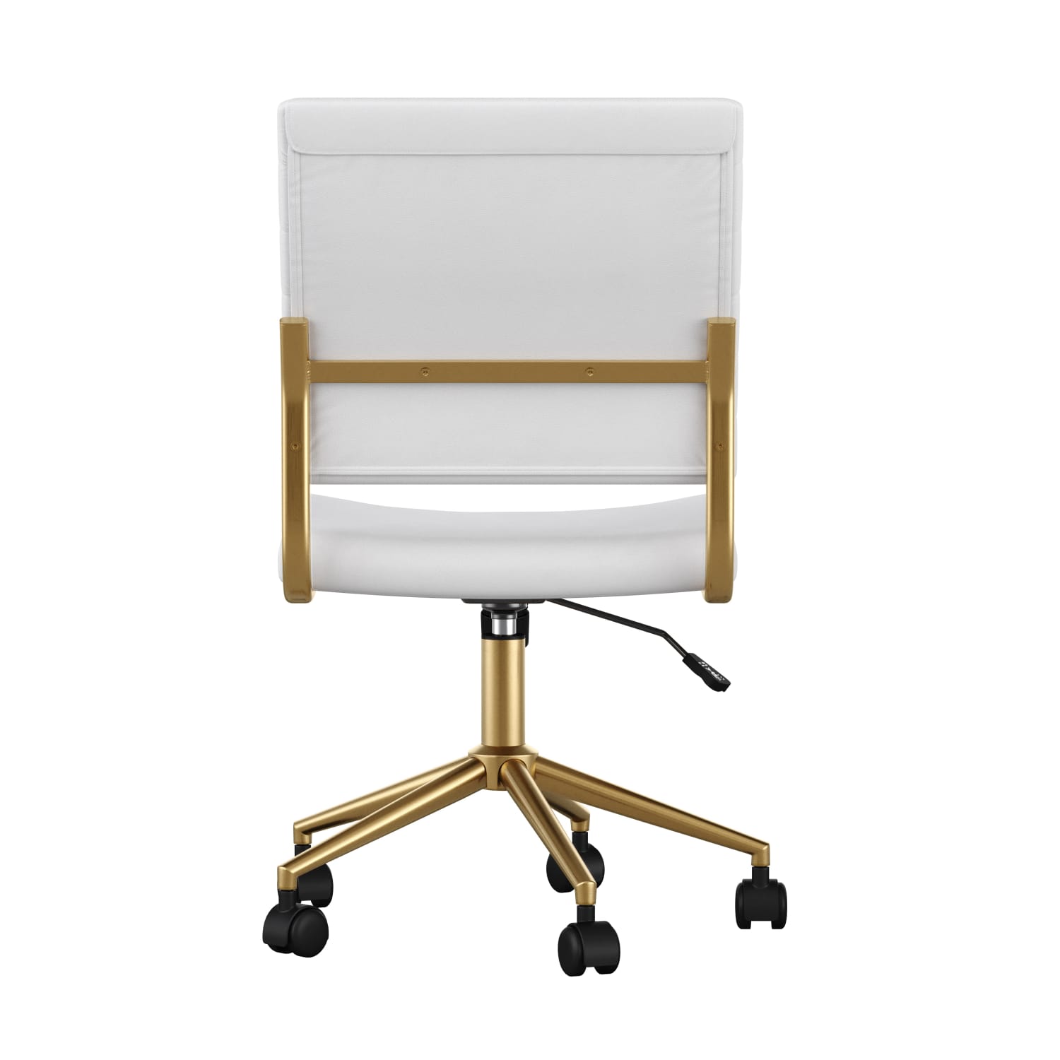 Martha Stewart Ivy Faux Leather Upholstered Mid Back Executive Office Chair WhitePolished Brass PopularChairscom