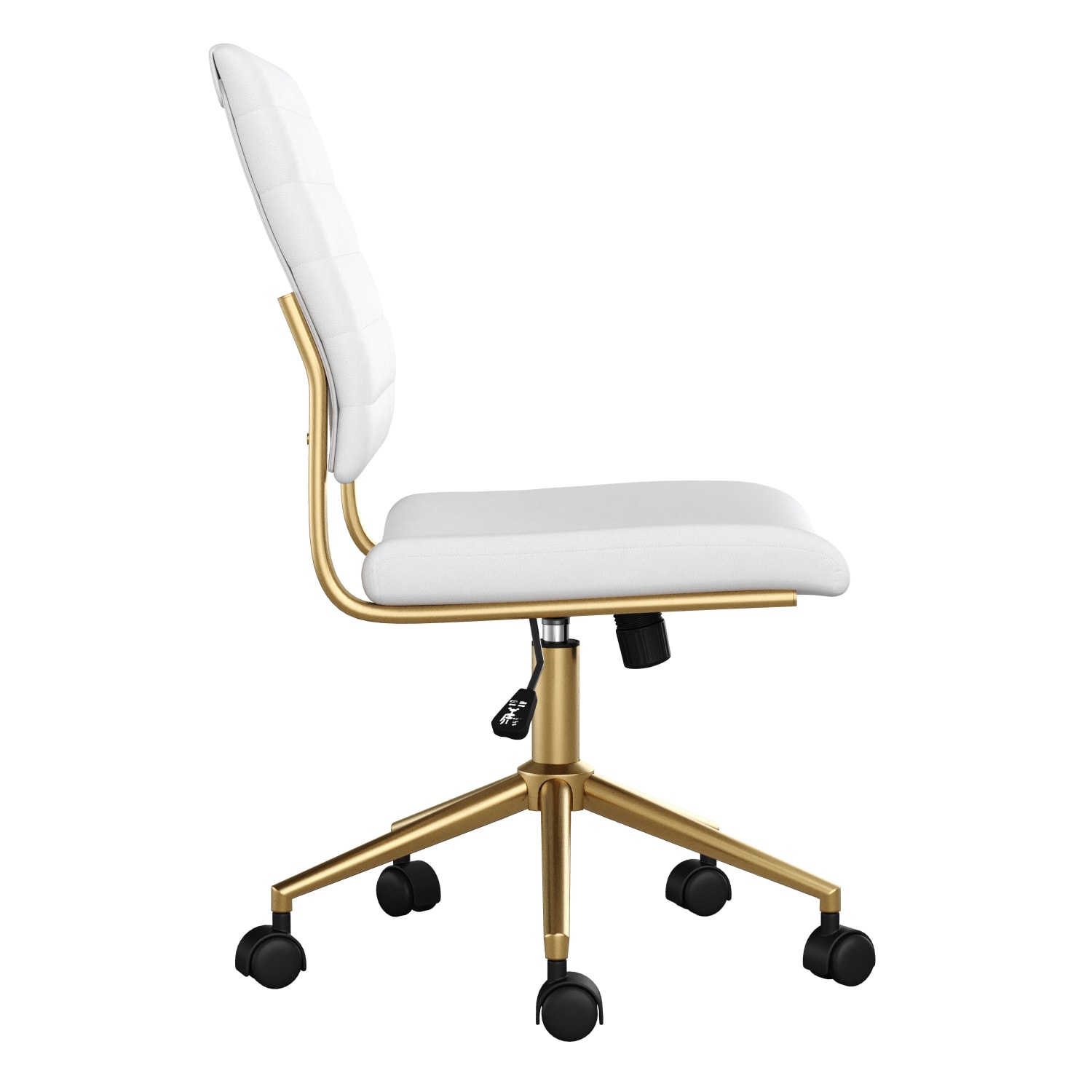 Martha Stewart Ivy Faux Leather Upholstered Mid Back Executive Office Chair WhitePolished Brass PopularChairscom