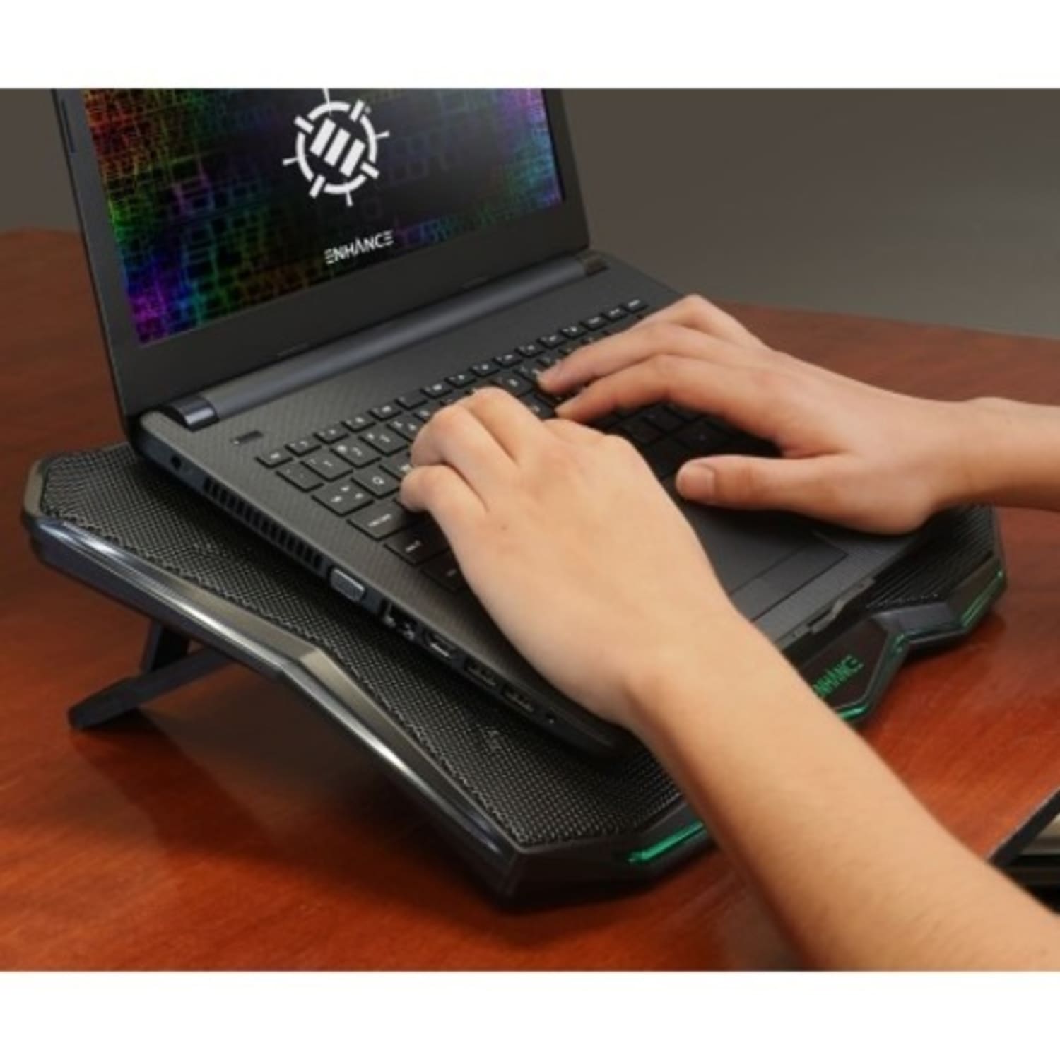 Enhance Cryogen 5 Laptop Cooling Pad (Green) - Upto 17in Screen Size Notebook Support - 1 Fan(s) - 800 rpm - 471.3 gal/min - Metal Mesh - Image 3
