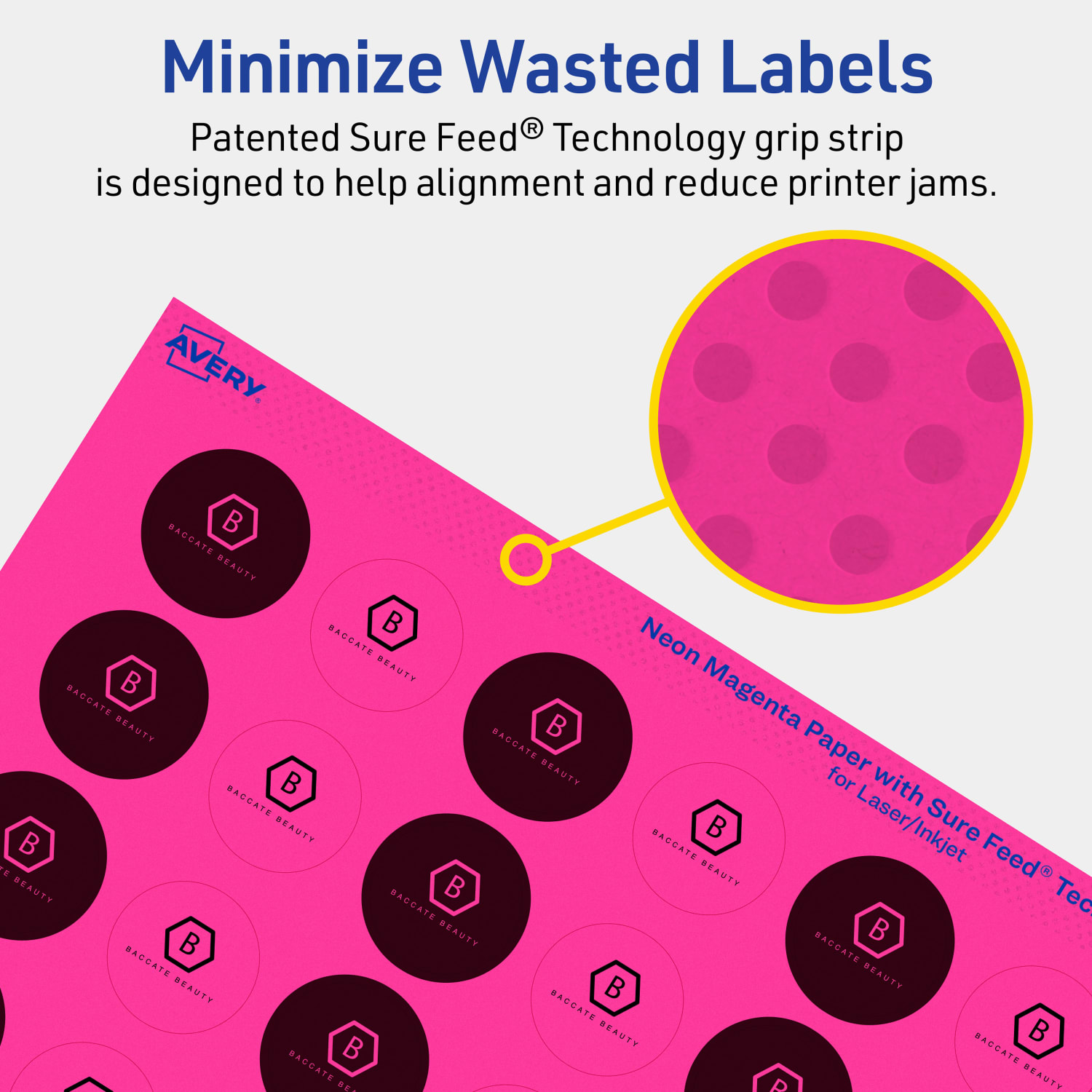 Avery Print-To-The-Edge Labels With Sure Feed Technology, 94500-NMP10, Round, 1in, Matte Neon Magenta, Pack of 480 - Image 5