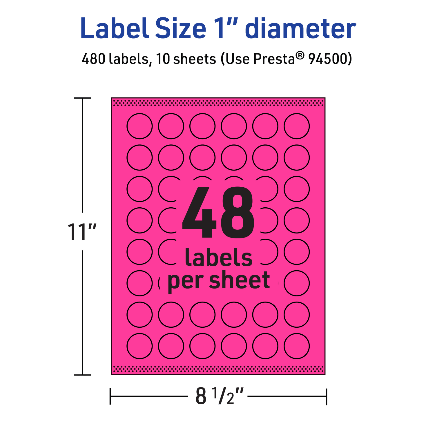 Avery Print-To-The-Edge Labels With Sure Feed Technology, 94500-NMP10, Round, 1in, Matte Neon Magenta, Pack of 480 - Image 6