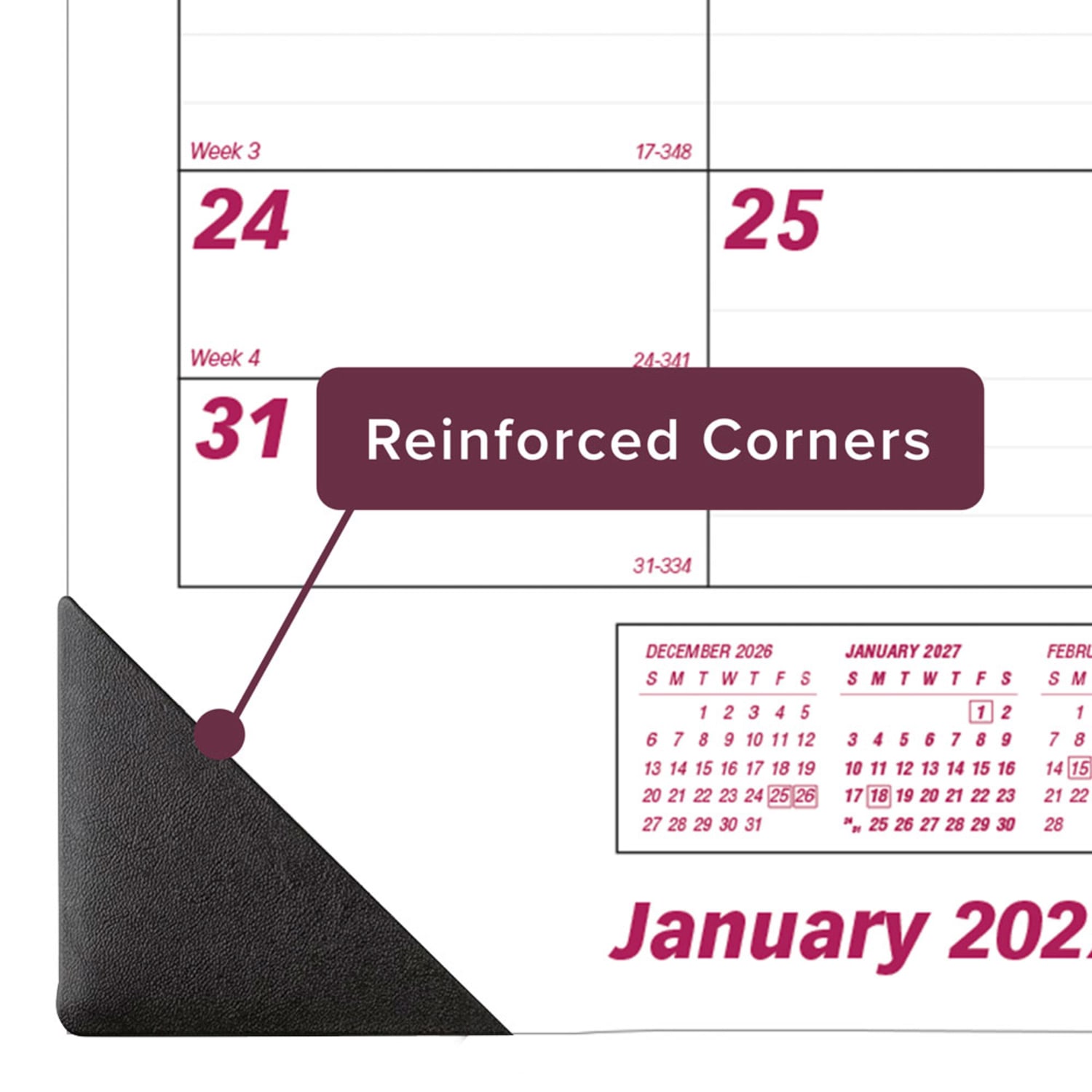 2027 Brownline Monthly Desk Pad Calendar, 22in x 17in, Burgundy/White, January To December, C1731, Total Qty 1 - Image 5