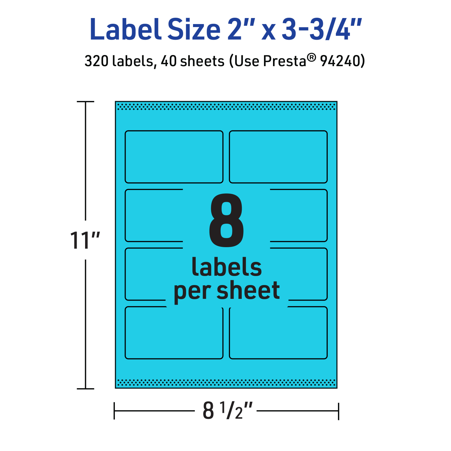 Avery Print-To-The-Edge Labels With Sure Feed Technology And Easy Peel, 94240-BBP40, Rectangle, 2in x 3-3/4in, Matte Bright Blue, Pack of 320 - Image 6