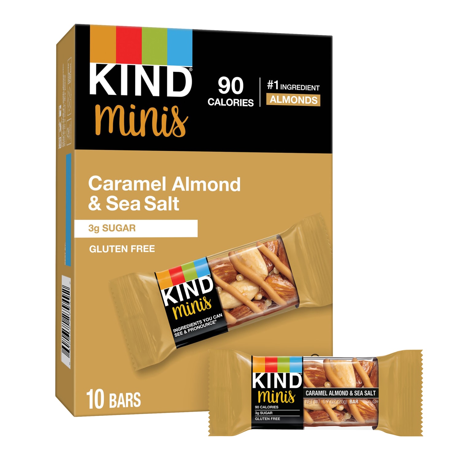KIND Minis Variety Pack, Dark Chocolate Nuts & Sea Salt/Caramel Almond Sea Salt/Peanut Butter Dark Chocolate, 1.4 Oz, Pack Of 30 Bars - Image 4