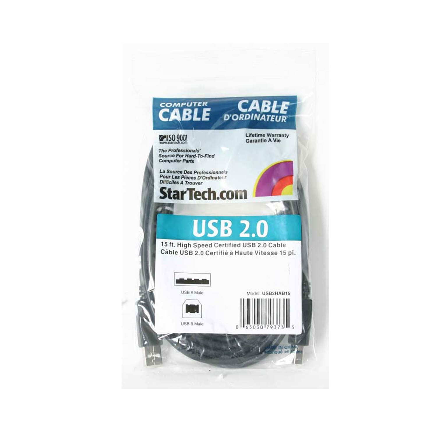 StarTech.com USB 2.0 Male A to Male B Cable, 15in, Black - Image 5