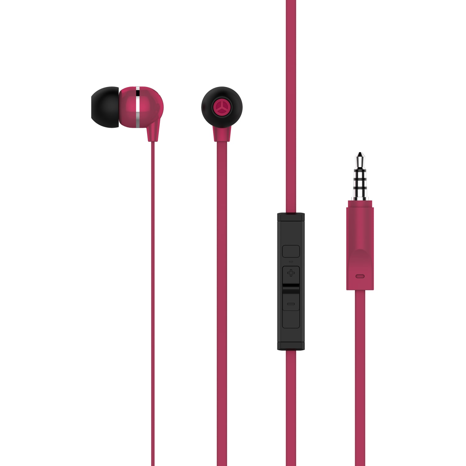 Ativa Plastic Earbud Headphones With Flat Cable, Red, MW-HLP-001-R - Image 3