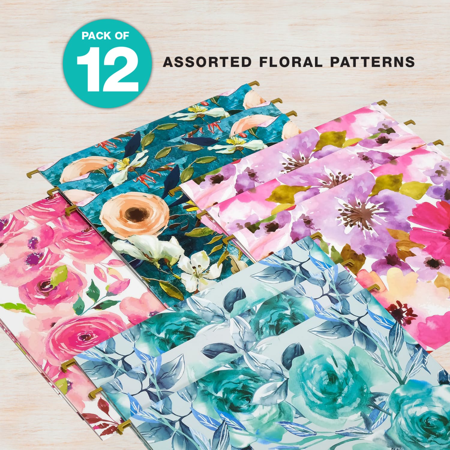 Global Deluxe Designer Printed Hanging File Folders, 1/5 Cut, Letter Size, Floral, Pack Of 12 Folders - Image 6