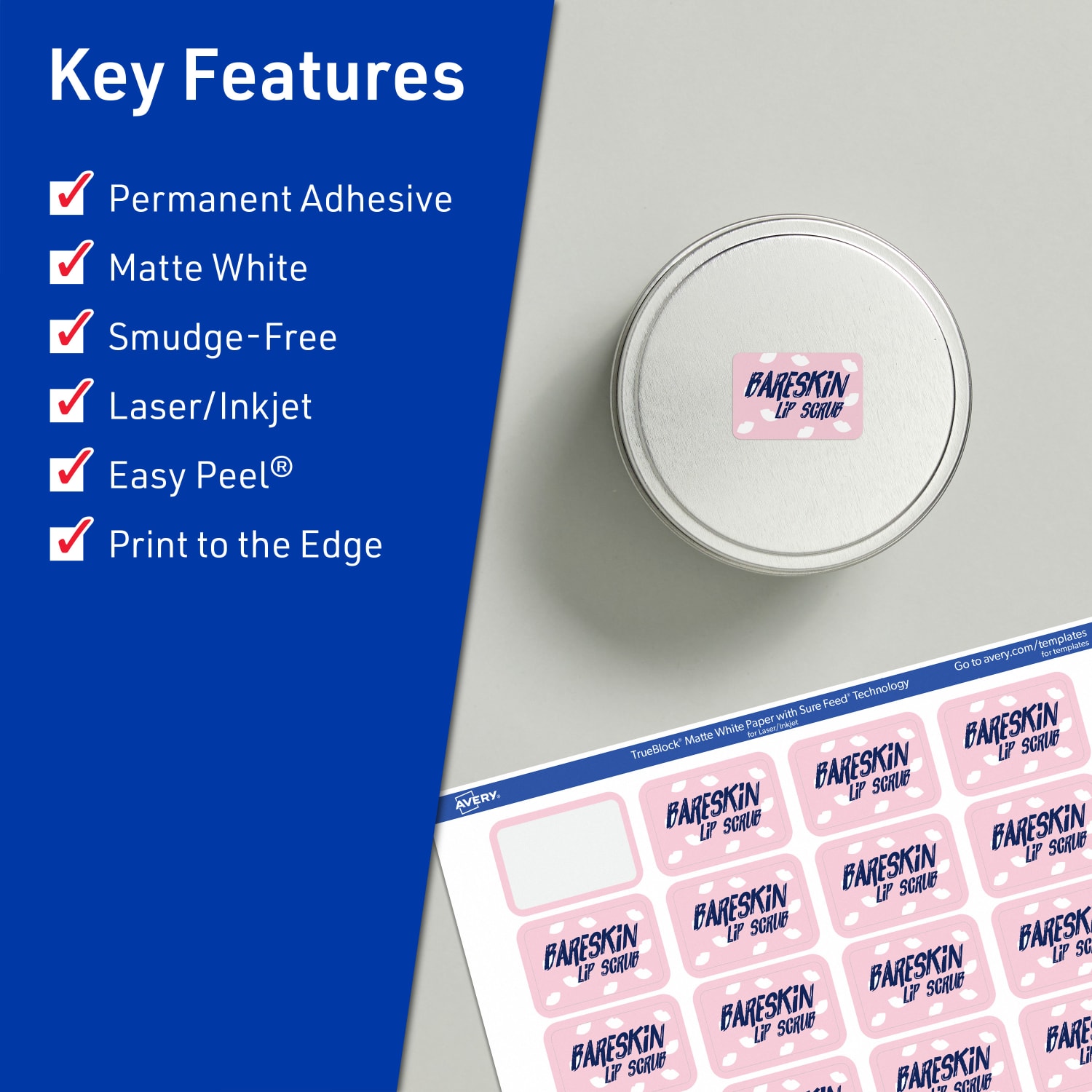 Avery Print-To-The-Edge TrueBlock Labels With Sure Feed, 94209-TWMP50, Rectangle, 2/3in x 1-3/4in, Matte White, Pack Of 2200 - Image 3
