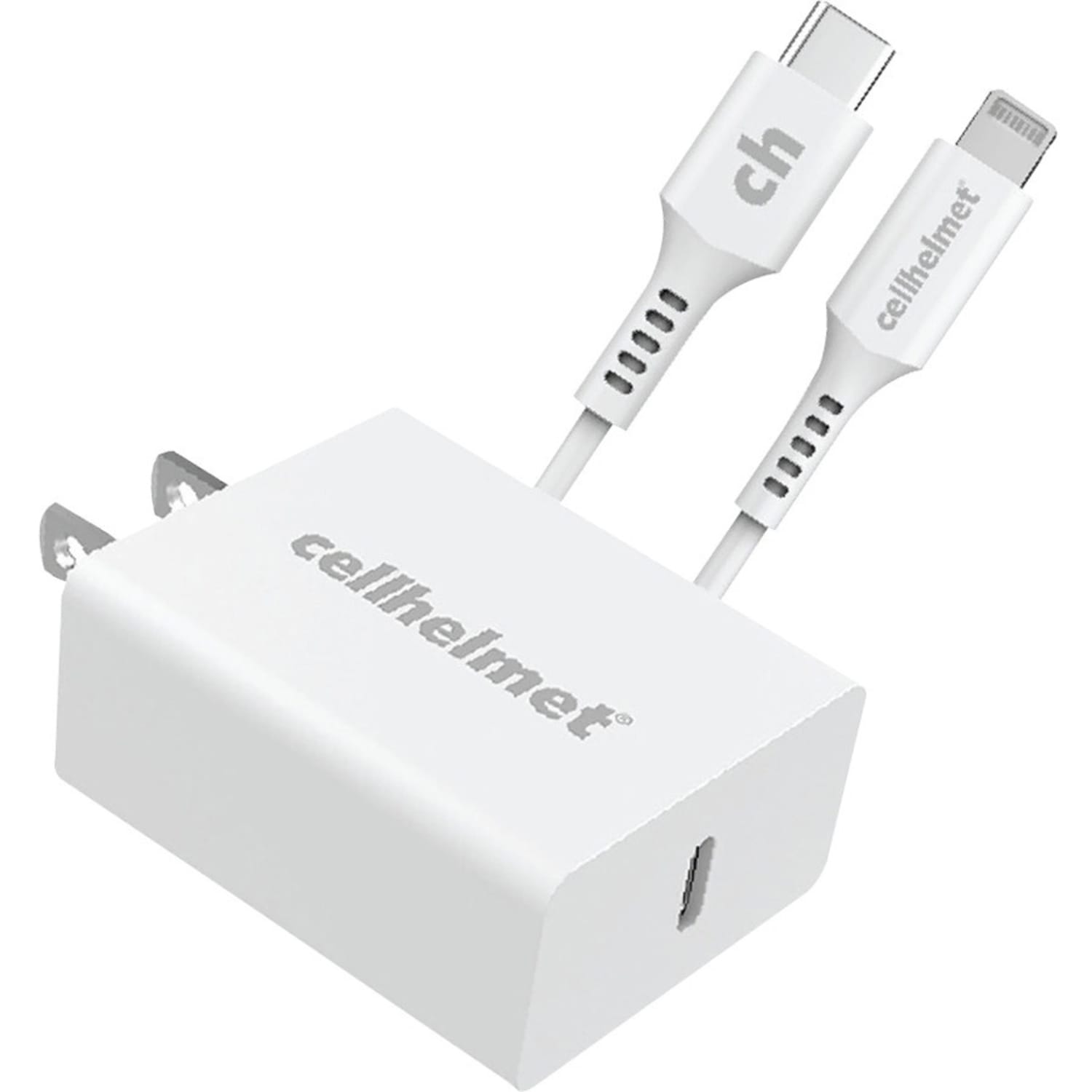 cellhelmet 20-Watt Single-USB Power Delivery Wall Charger With USB-C To Lightning Round Cable, 3ft, White - Image 6
