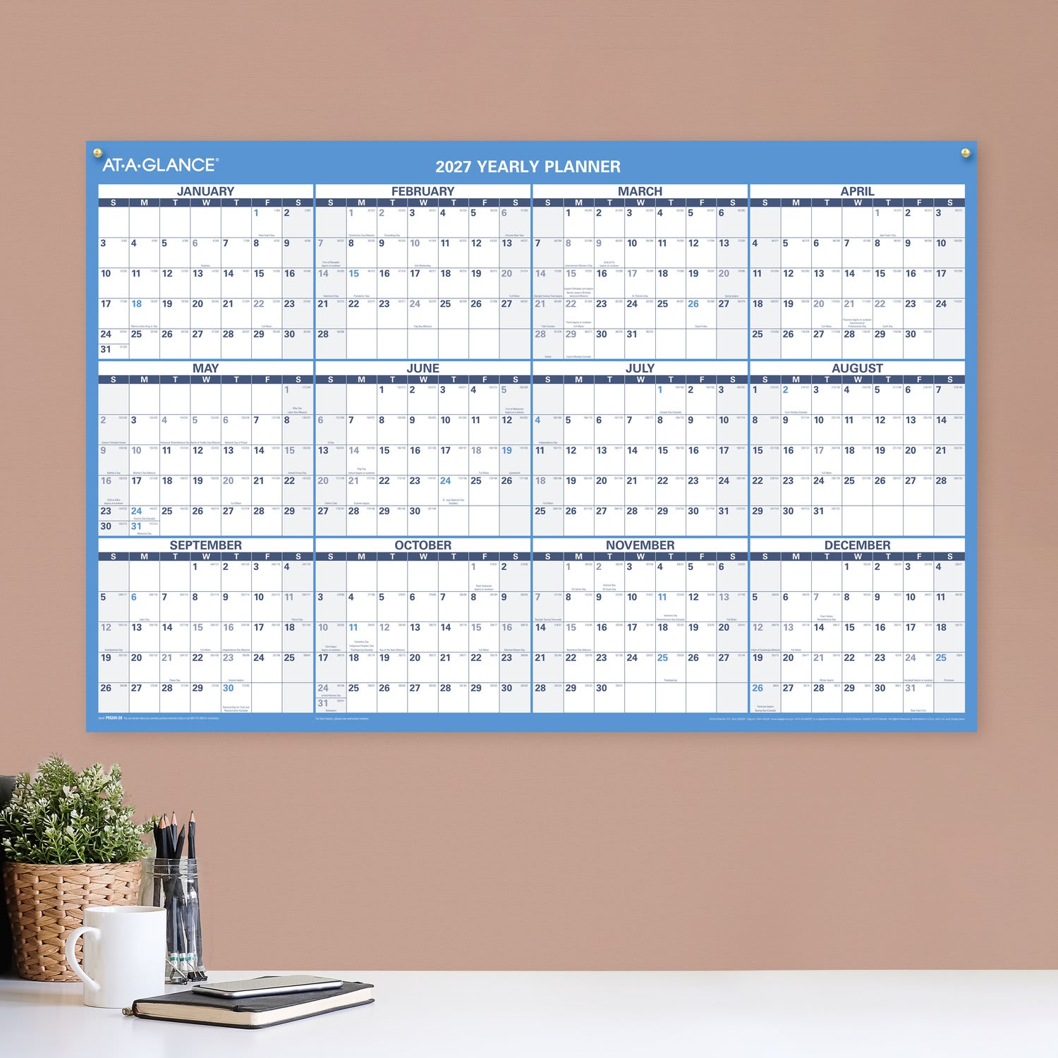 AT-A-GLANCE 2027 Horizontal Reversible Erasable Wall Calendar, Large, 36in x 24in - Image 4