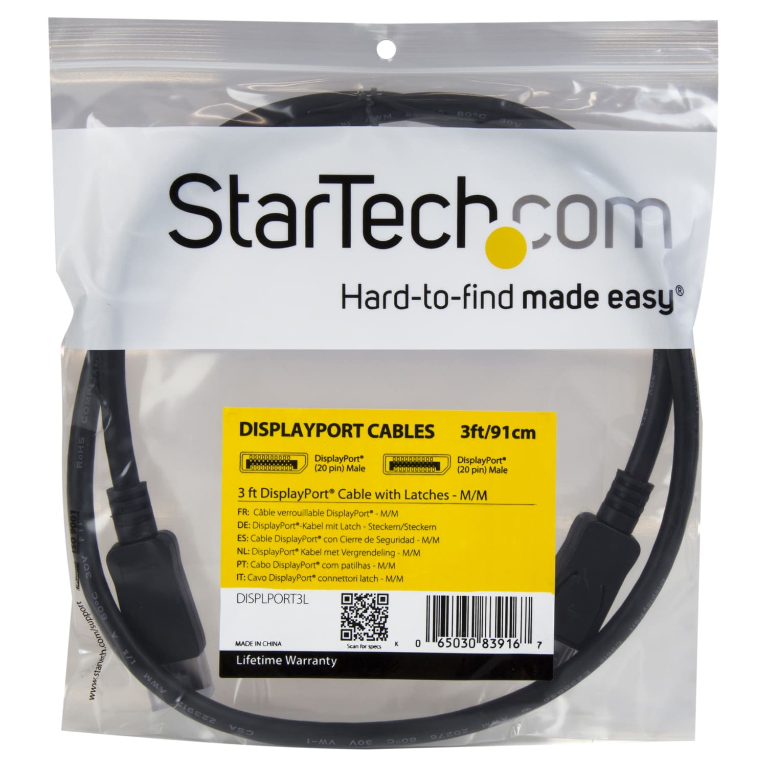 StarTech.com DisplayPort 1.2 Cable With Latches, 3ft - Image 4