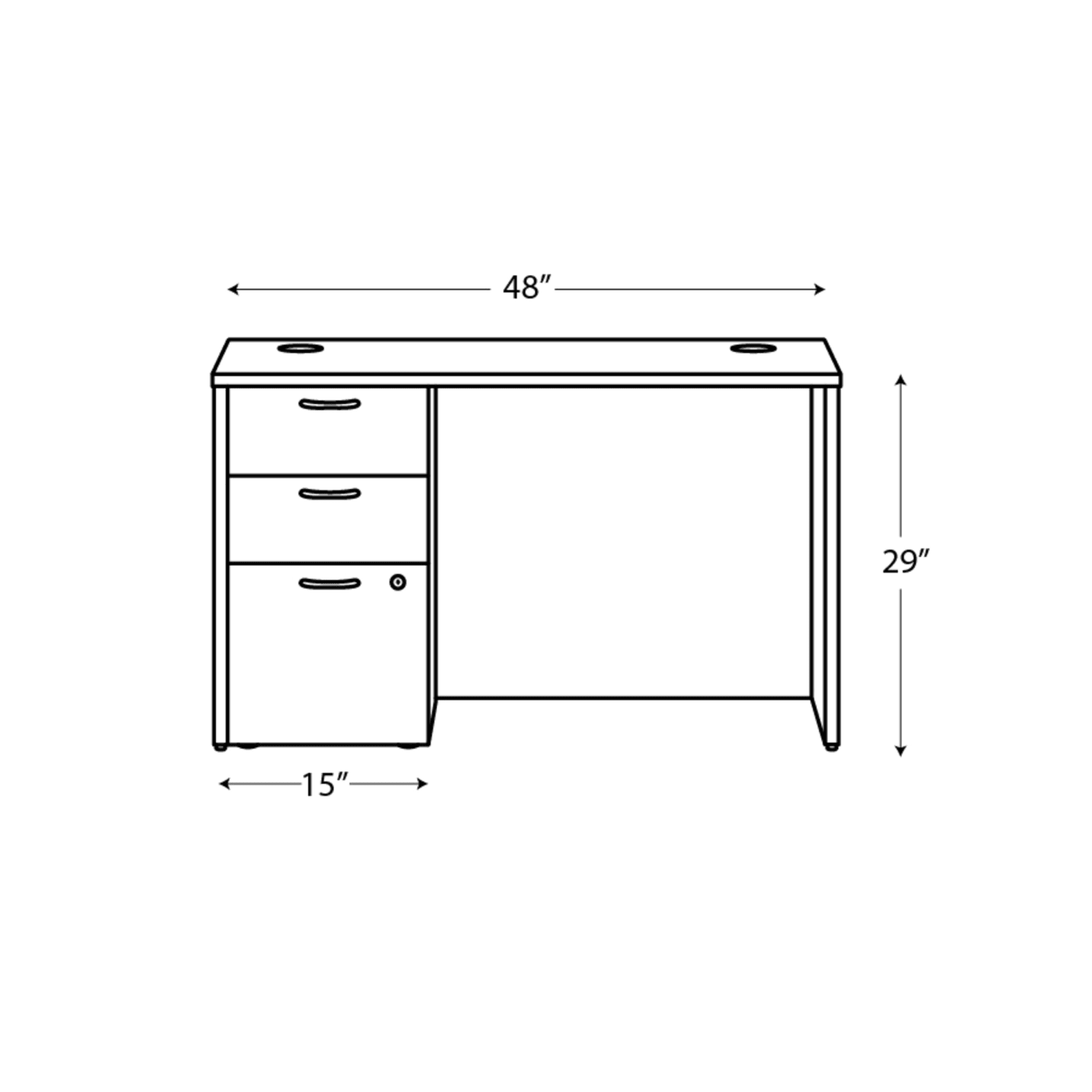 HON Mod 48inW Computer Desk, Desert Oak, HLPLDS4830BBFDO1 - Image 3