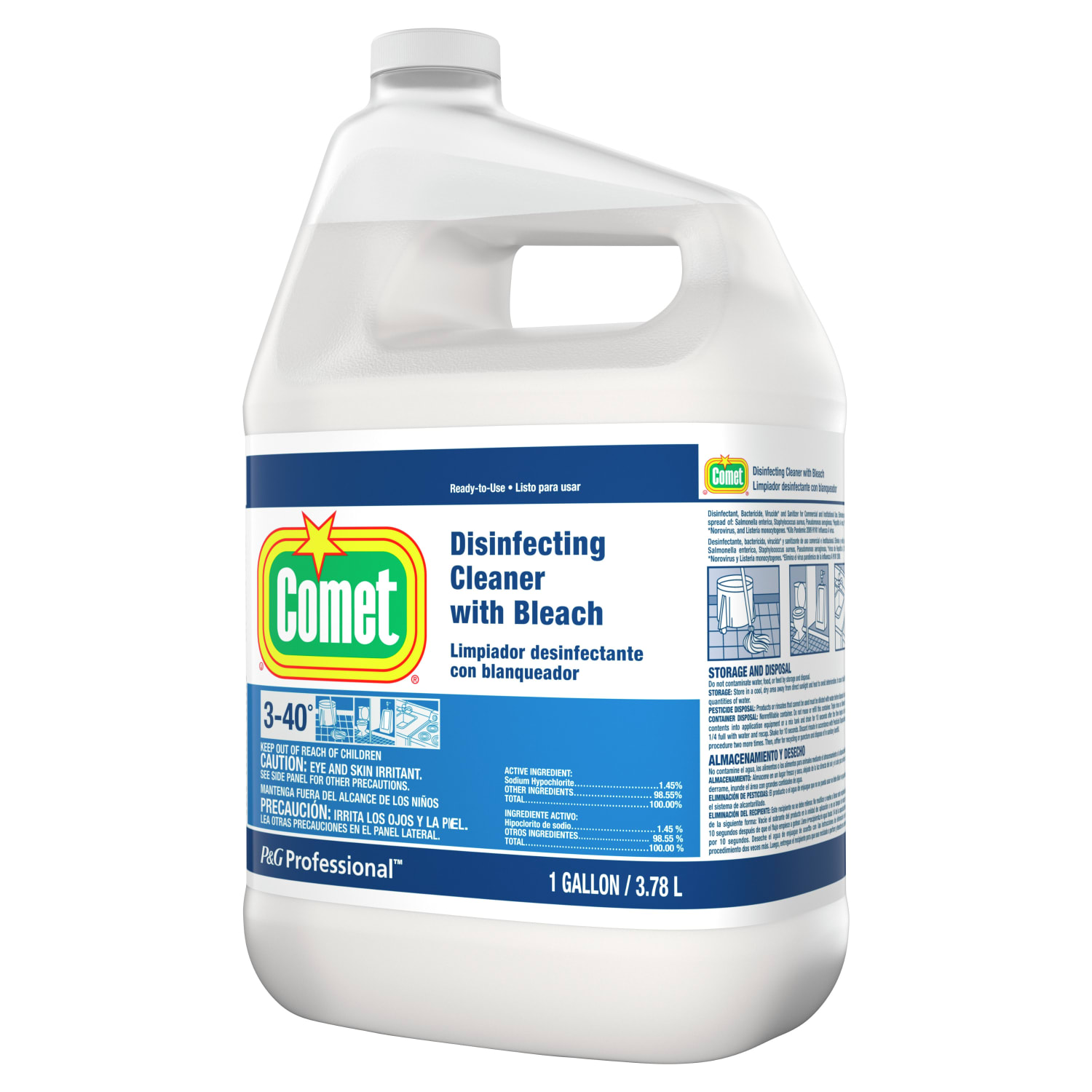 Comet Professional Disinfecting-Sanitizing Bathroom Cleaner, 128 Oz Bottle, Case Of 3 - Image 4
