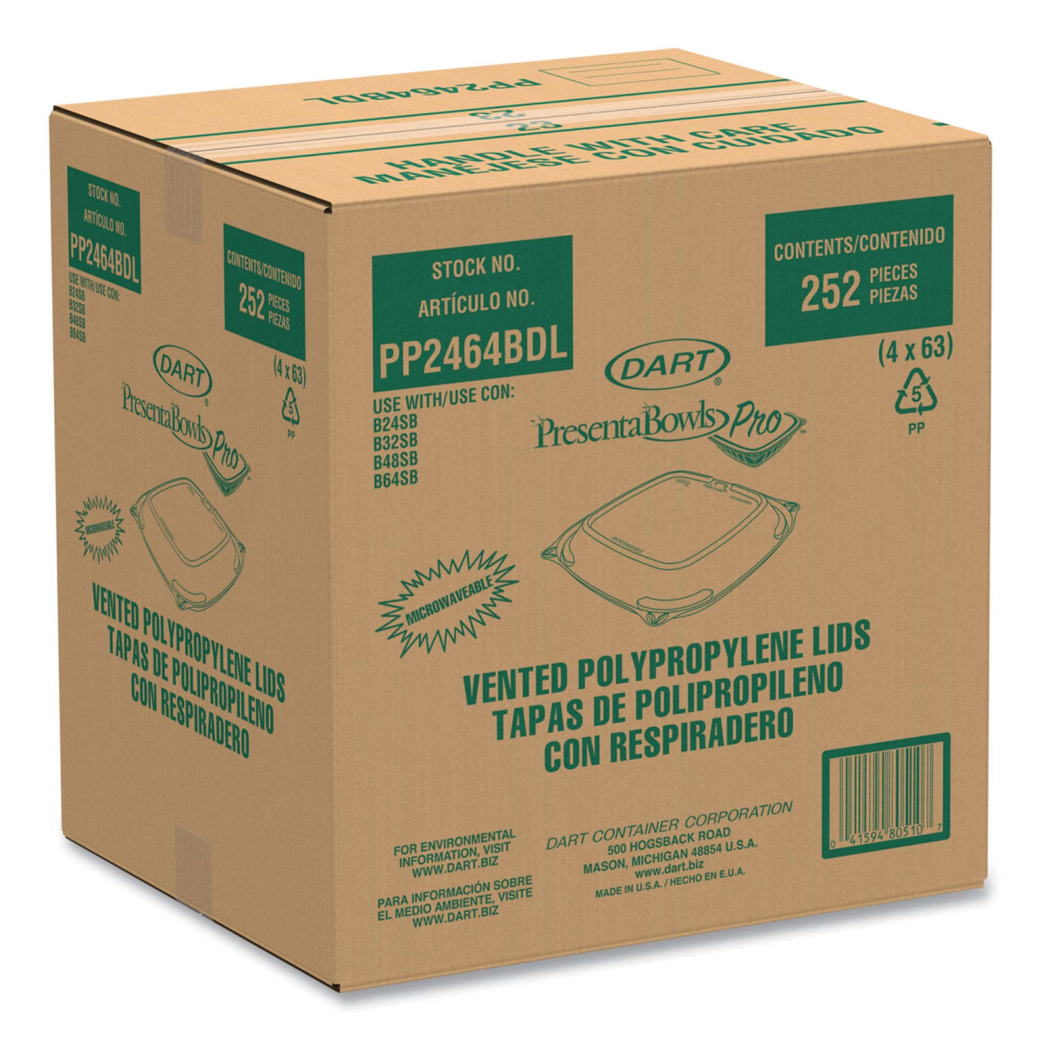 Dart PresentaBowls Pro Clear Square Bowl Lids, Large/Vented, 1inH x 8-1/2inW x 8-1/2inD, 63 Lids Per Bag, Carton Of 4 Bags - Image 3