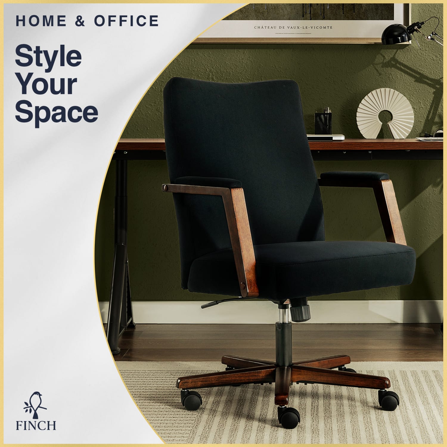 Finch NEO ONE Ergonomic Fabric Hi-Back Executive Office Chair, Black - Image 3