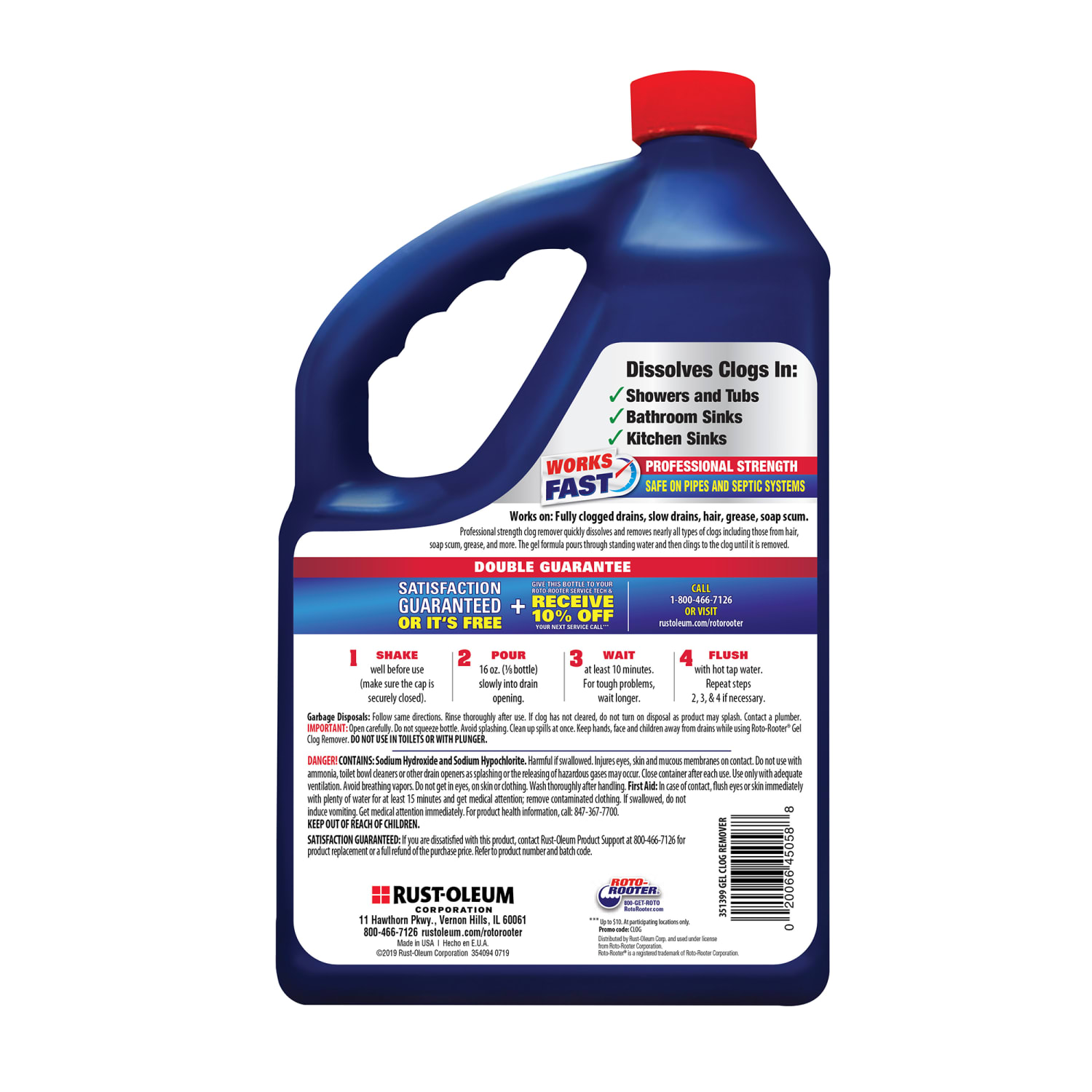 Rust-Oleum Roto Rooter Gel Clog Remover, 1 Gallon, Case Of 4 Bottles - Image 3