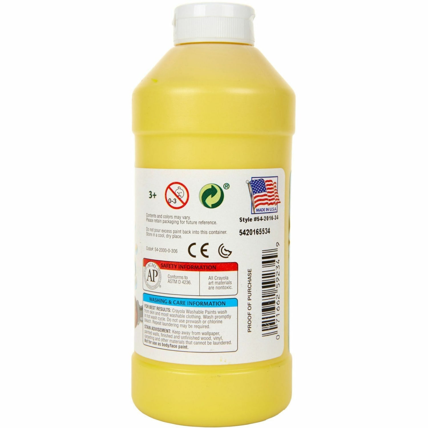 Crayola Washable Paint, Yellow, 16 Oz - Image 6