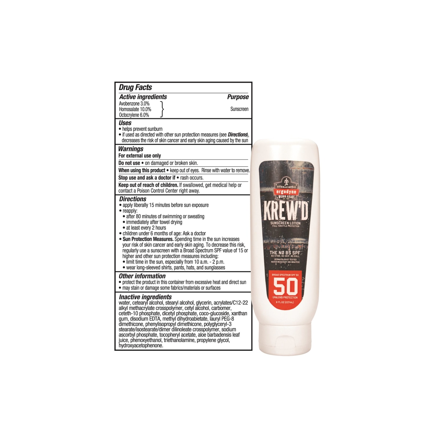 Ergodyne KREW-d 6351 SPF 50 Sunscreen Lotions, 8 Oz, Case Of 12 Lotions - Image 5