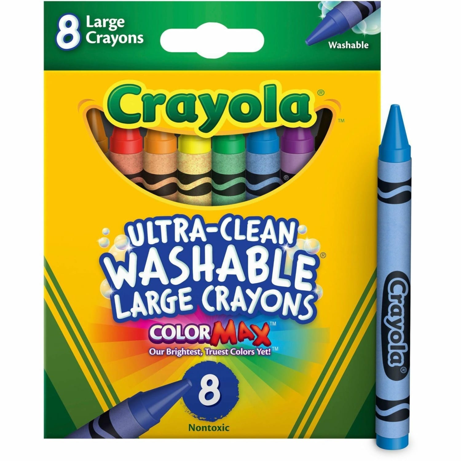 Crayola Washable Crayons, Large, Assorted Colors, Box Of 8 Crayons - Image 6