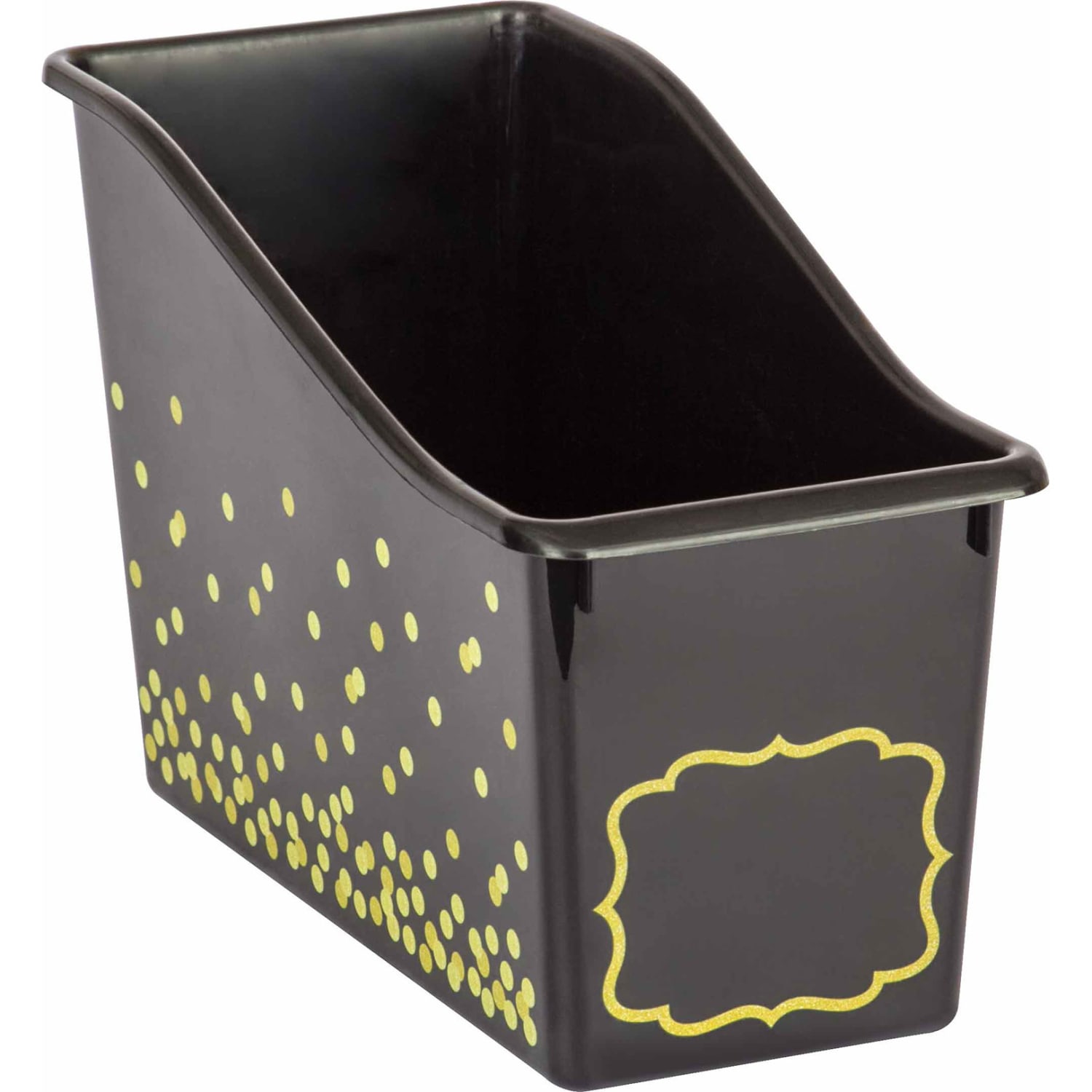 Teacher Created Resources Plastic Book Bins, 7-1/2inH x 11-3/8inW x 5-1/2inD, Black Confetti, Pack Of 3 Bins - Image 3