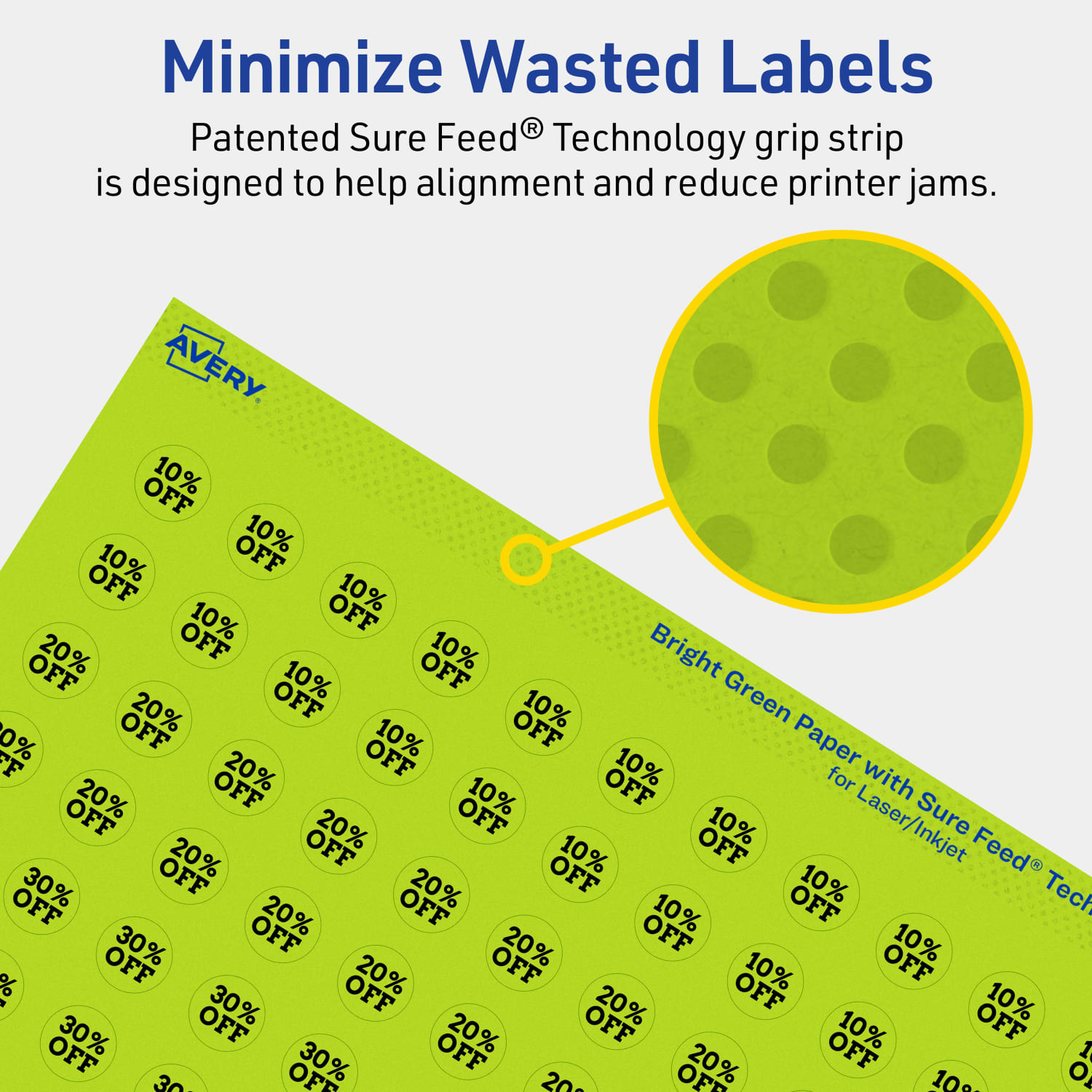Avery Print-To-The-Edge Labels With Sure Feed Technology And Easy Peel Label Feature, 94503-BGP80, Round, 1/2in, Matte Bright Green, Pack of 12320 - Image 5