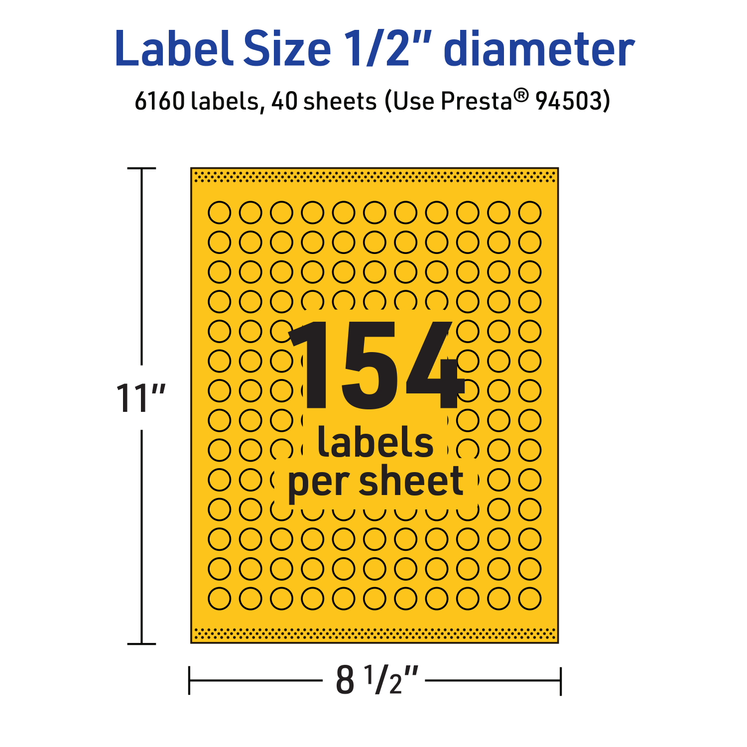 Avery Print-To-The-Edge Labels With Sure Feed Technology And Easy Peel Label Feature, 94503-BYP40, Round, 1/2in, Matte Bright Yellow, Pack of 6160 - Image 6