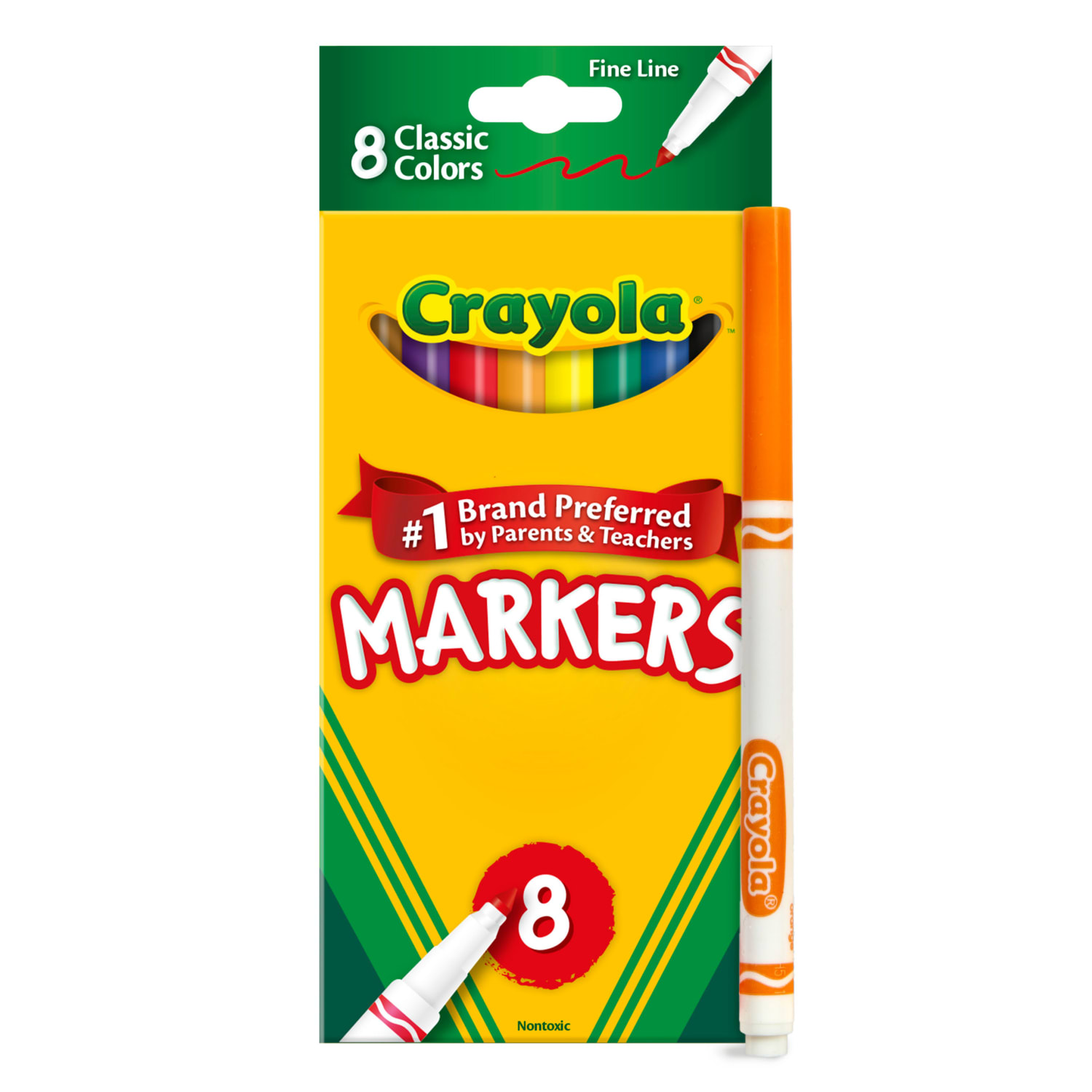 Crayola Fine Line Markers, Assorted Classic Colors, Box Of 8