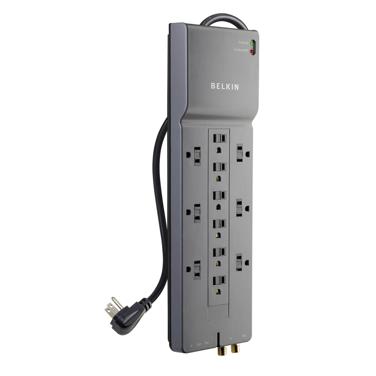 Belkin Home/Office Series Surge Protector, 12 Outlets, Phone Line And Coaxial Protection, 8ft Cord, 3780 Joules, Black - Image 3