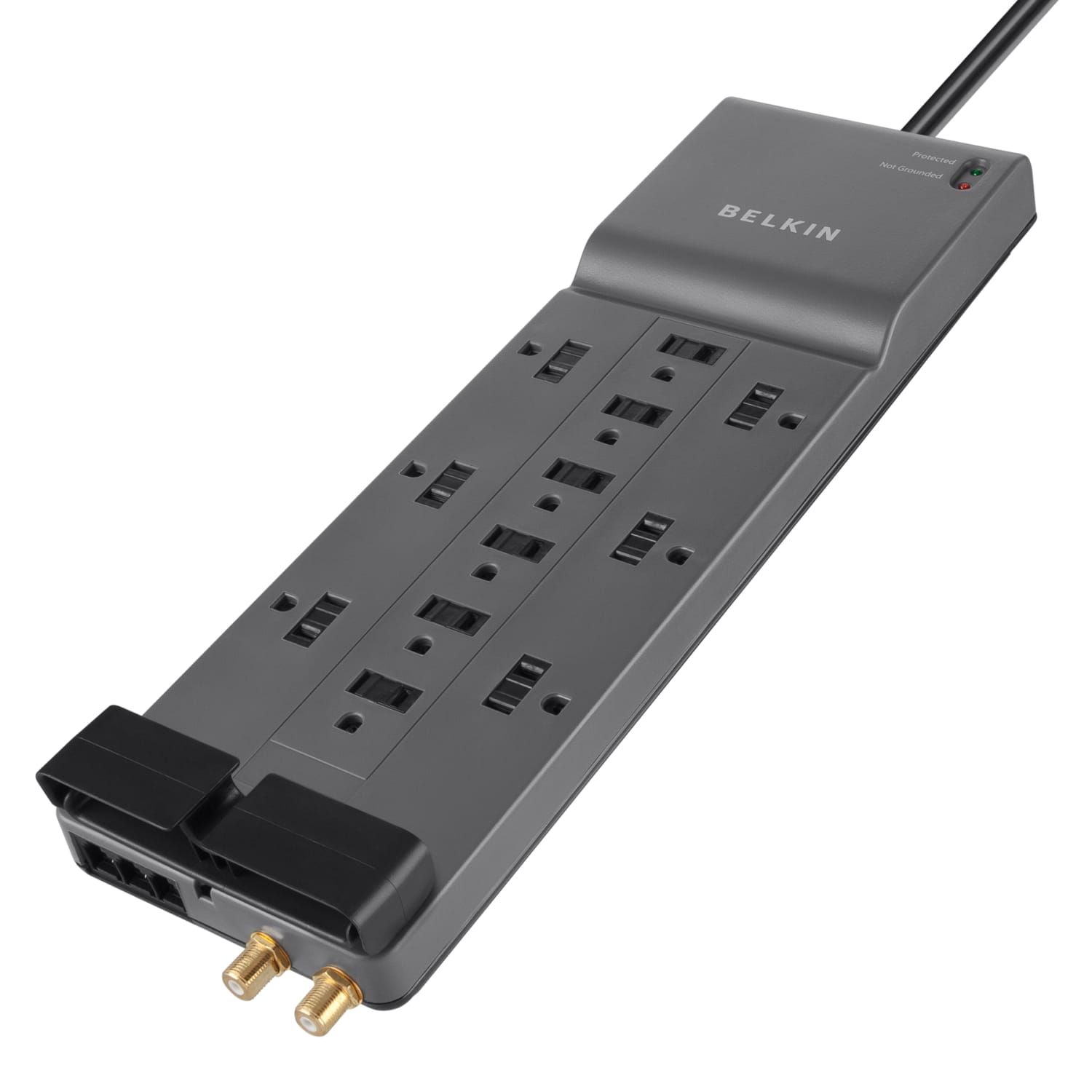 Belkin Home/Office Series Surge Protector, 12 Outlets, Phone Line And Coaxial Protection, 8ft Cord, 3780 Joules, Black - Image 4