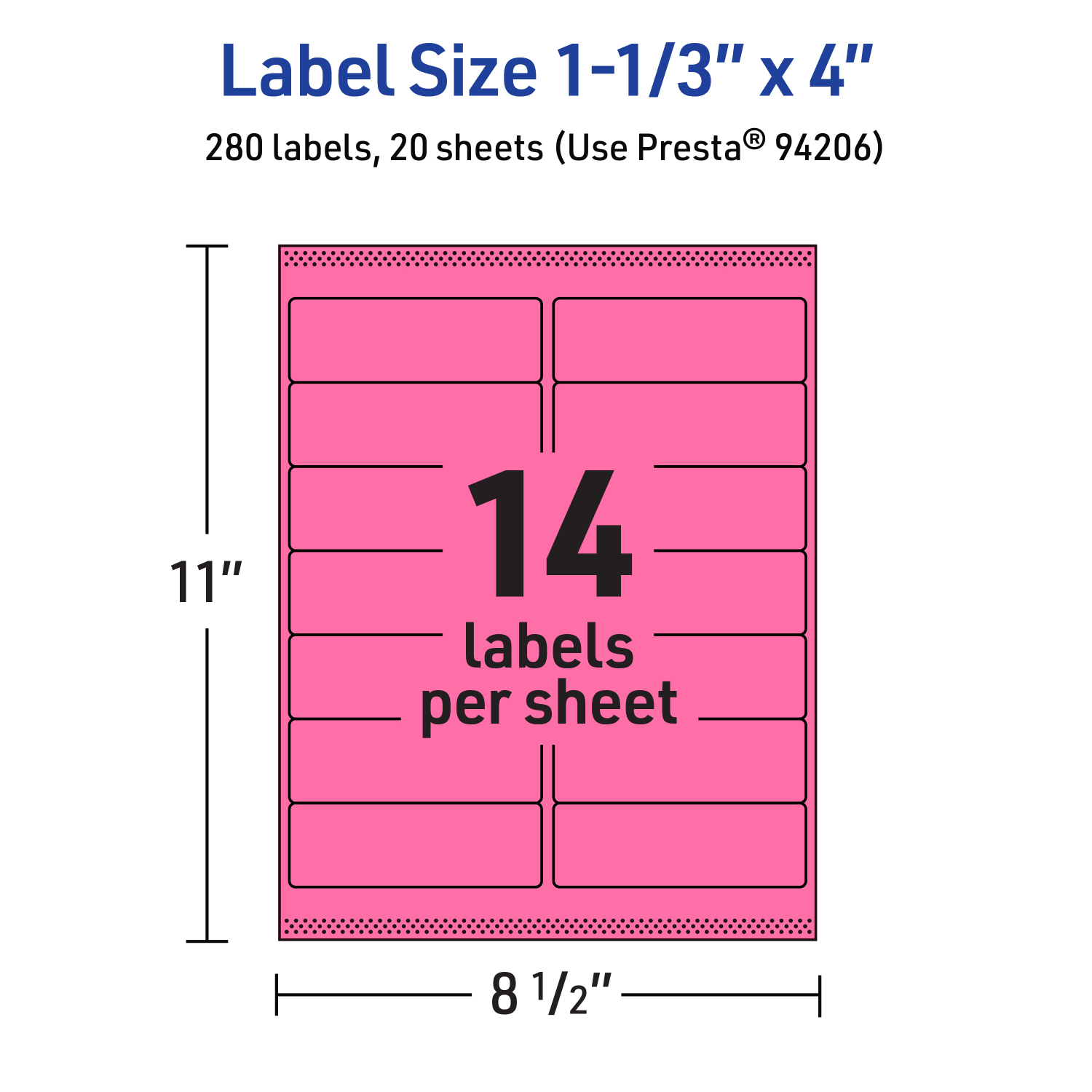 Avery Printable Labels With Sure Feed Technology, 94206-BPP20, Rectangle, 1-1/3in x 4in, Matte Bright Pink, Pack of 280 - Image 6