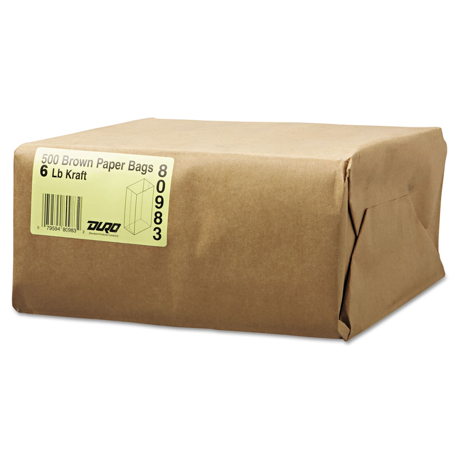 General Paper Grocery Bags, #6, 6in x 3 5/8in x 11 1/16in, 35 Lb, Brown, Pack Of 500 - Image 3