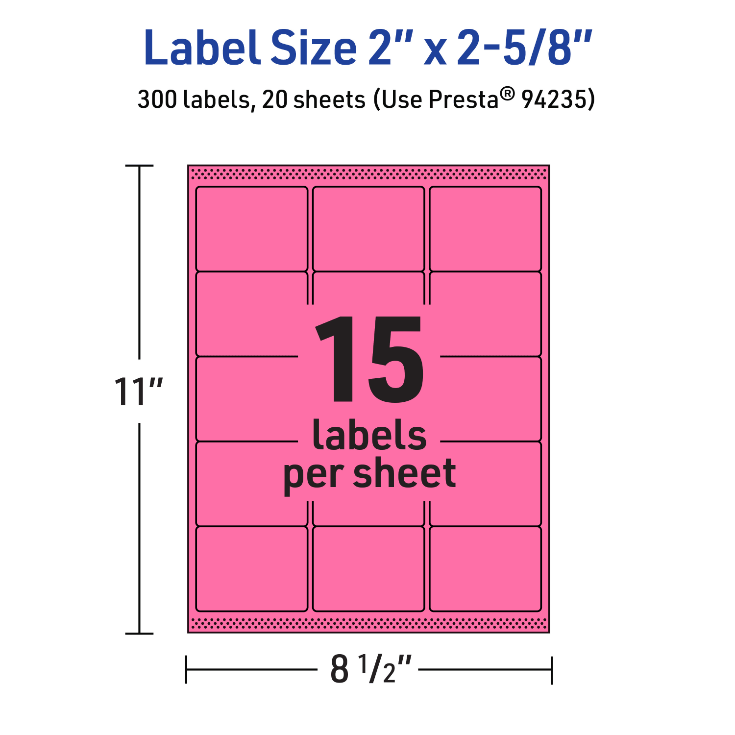 Avery Printable Labels With Sure Feed Technology, 94235-BPP20, Rectangle, 2in x 2-5/8in, Matte Bright Pink, Pack of 300 - Image 6