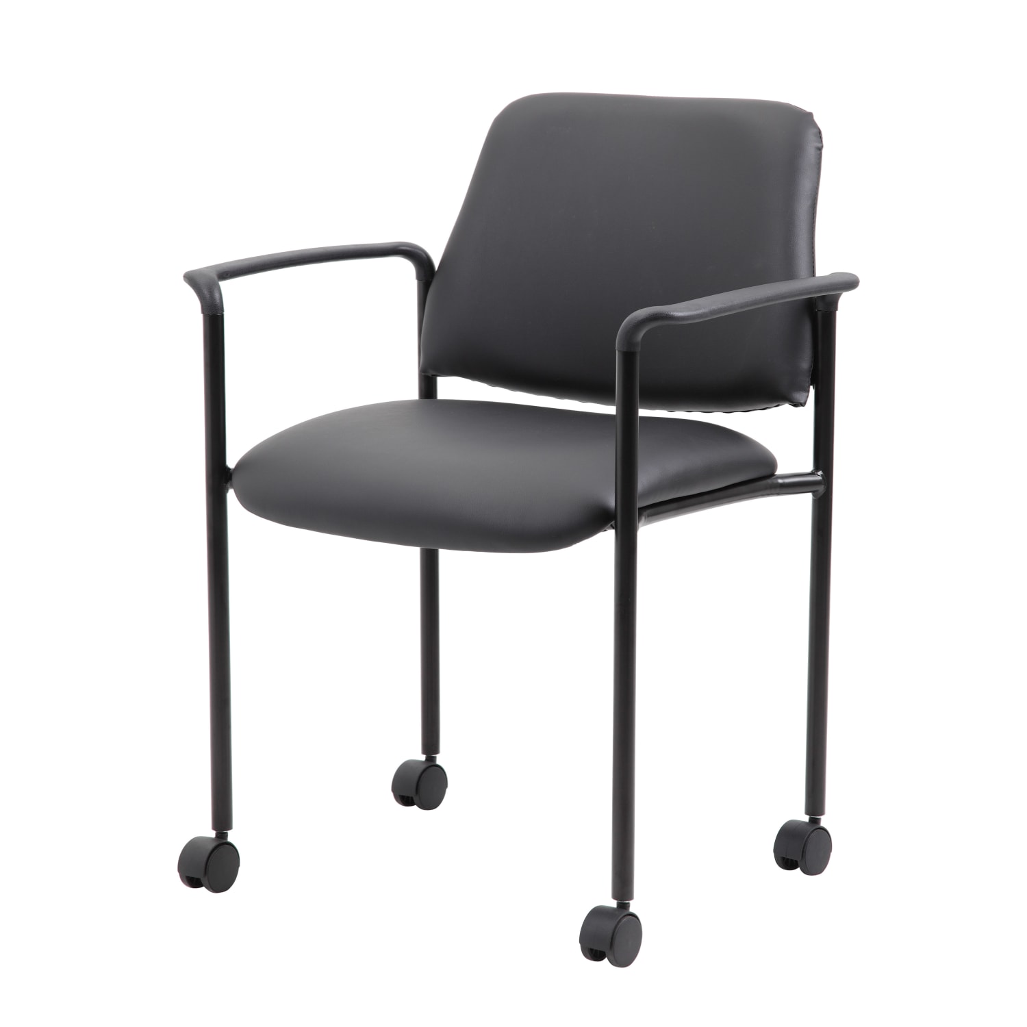 Boss Office Products Round Table And 4 Stackable Guest Chairs Set, Mocha/Black - Image 5