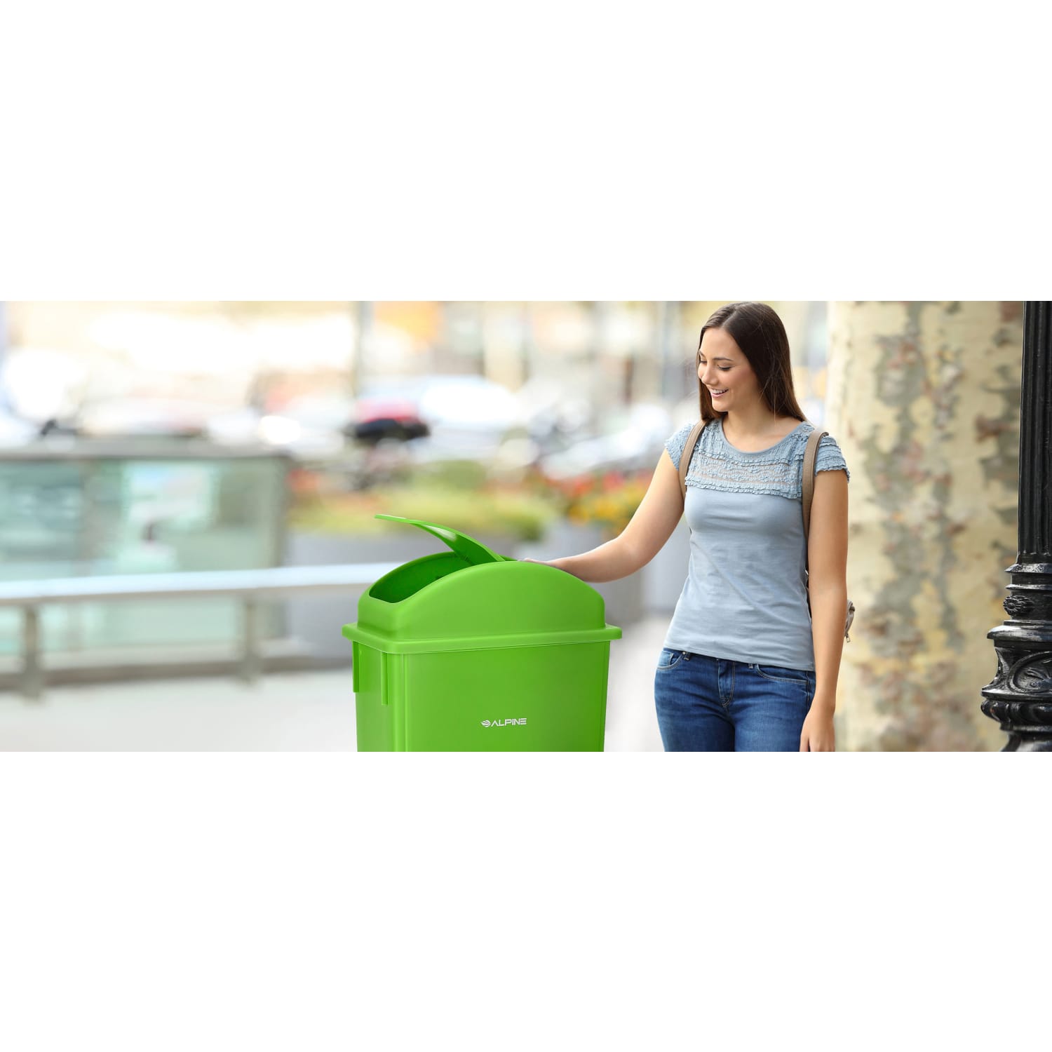 Alpine Slim Trash Can Dome Lid, 5in x 20in x 11in, Green - Image 4