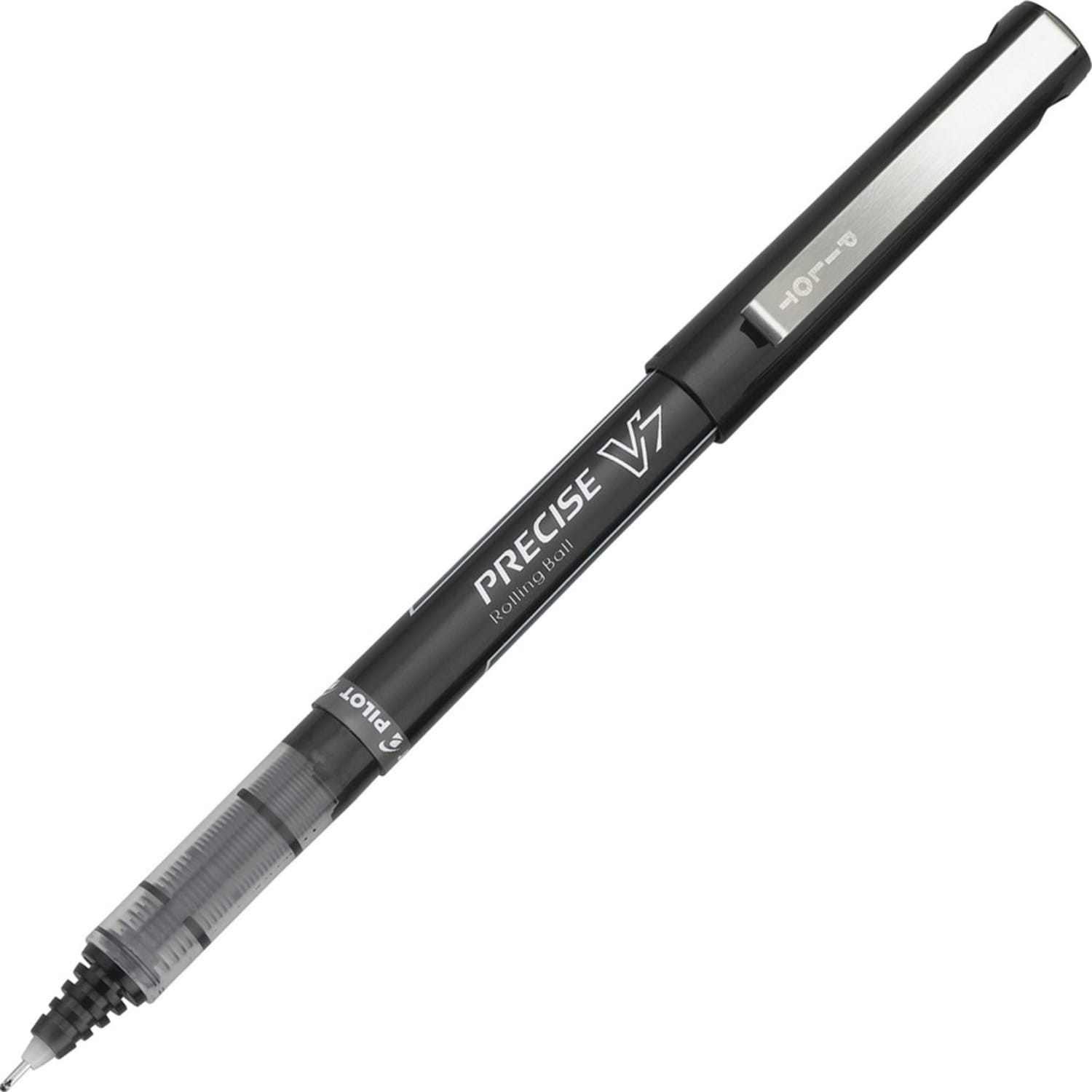 Pilot Precise V7 Liquid Ink Rollerball Pens, Fine Point, 0.7 mm, Black Barrel, Black Ink, Pack Of 5 - Image 4