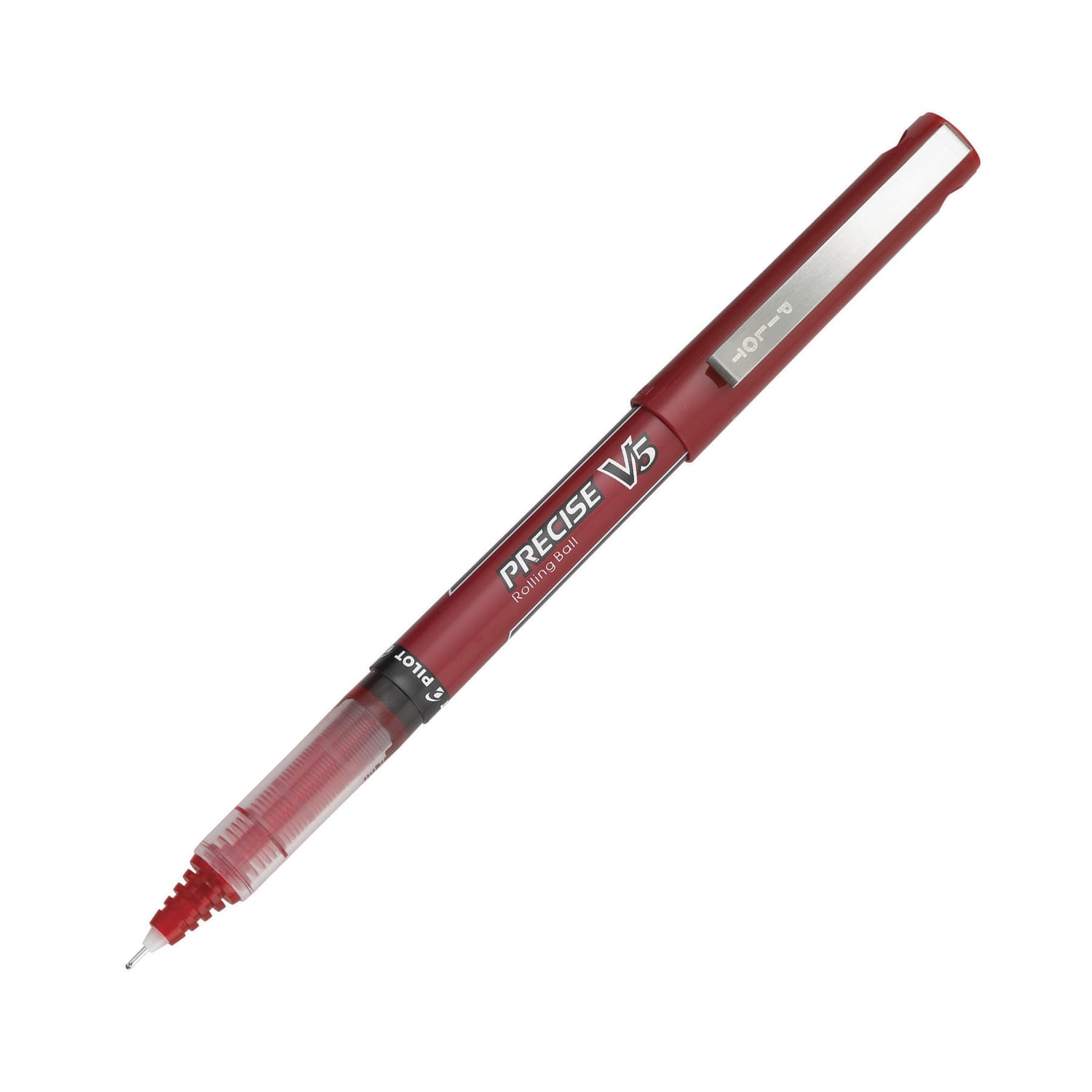 Pilot Precise V5 Liquid Ink Rollerball Pens, Extra Fine Point, 0.5 mm, Red Barrel, Red Ink, Pack Of 5 - Image 3