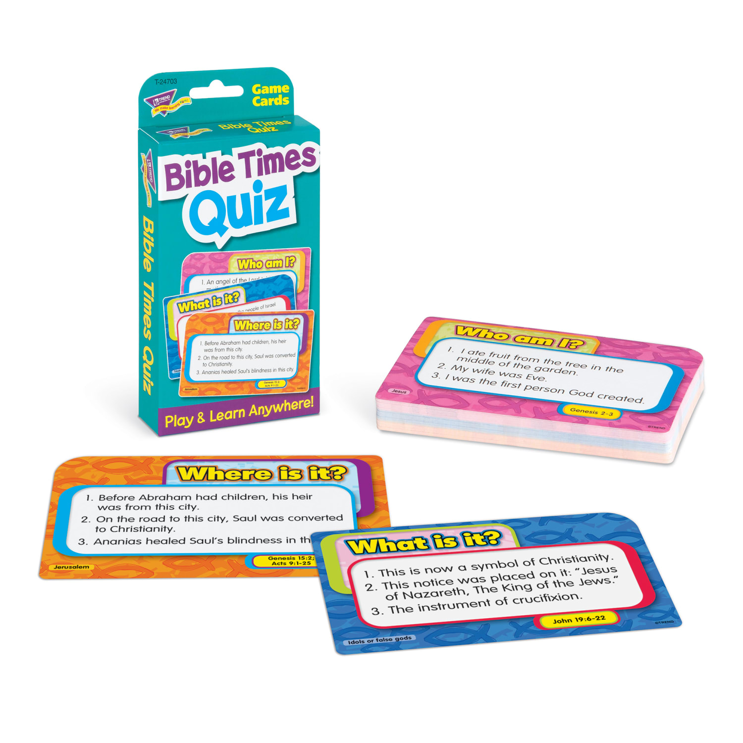 TREND Bible Times Quiz Challenge Cards, Assorted Colors, Grade 1 - 6, Pack Of 6 Sets - Image 3