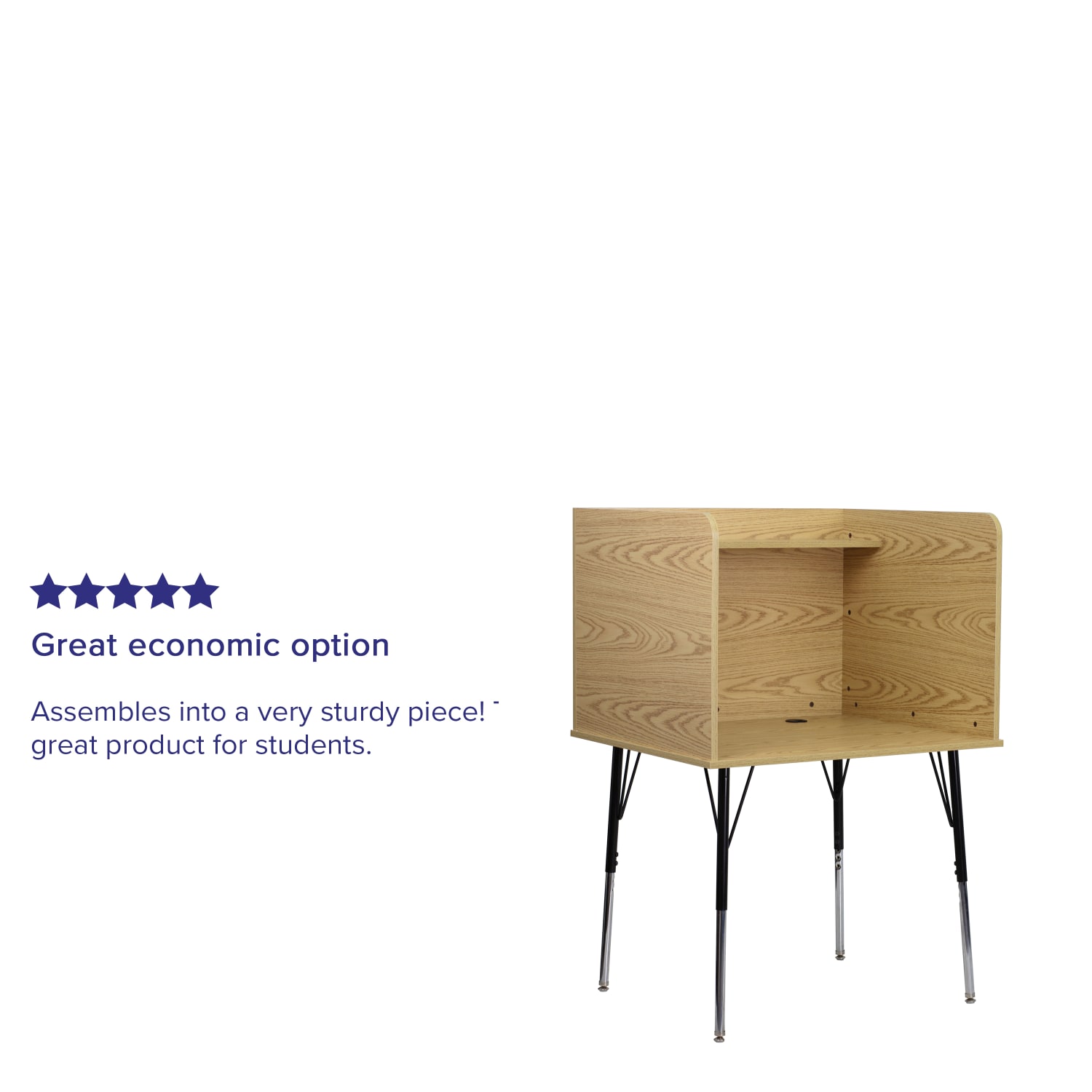Flash Furniture 36inW Student Desk/Carrel With Top Shelf, Oak - Image 5