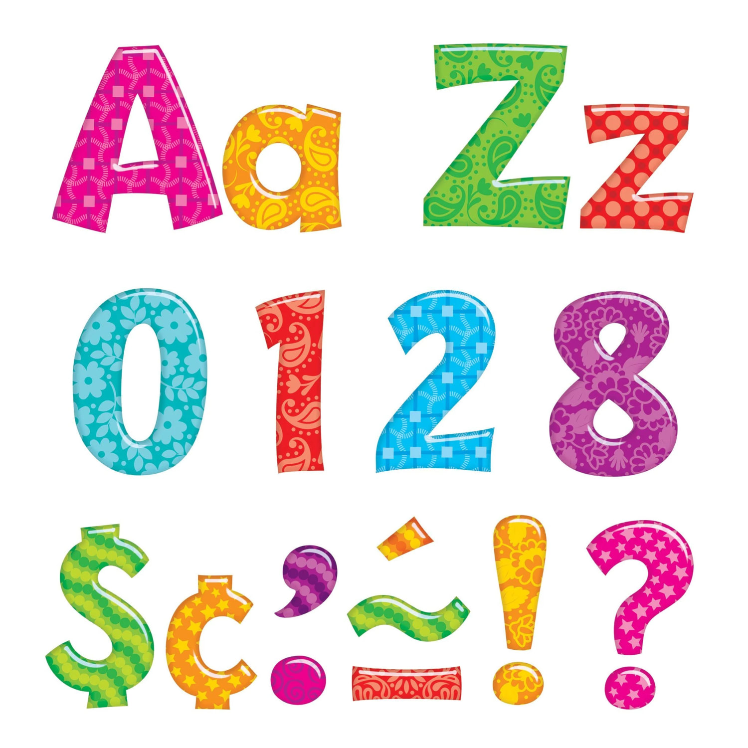 Trend Colorful Patterns Play Combo Ready Letters, 4in, Assorted Colors, 216 Letters Per Pack, Set Of 3 Packs - Image 3