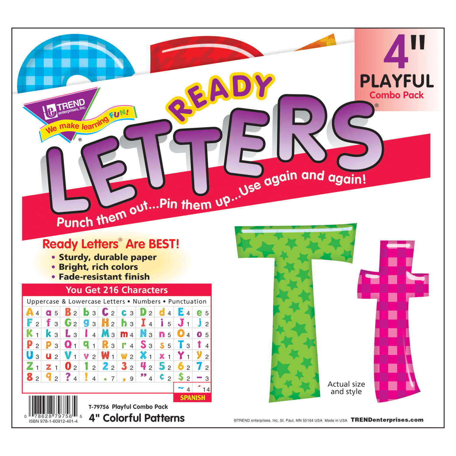 Trend Colorful Patterns Play Combo Ready Letters, 4in, Assorted Colors, 216 Letters Per Pack, Set Of 3 Packs - Image 6