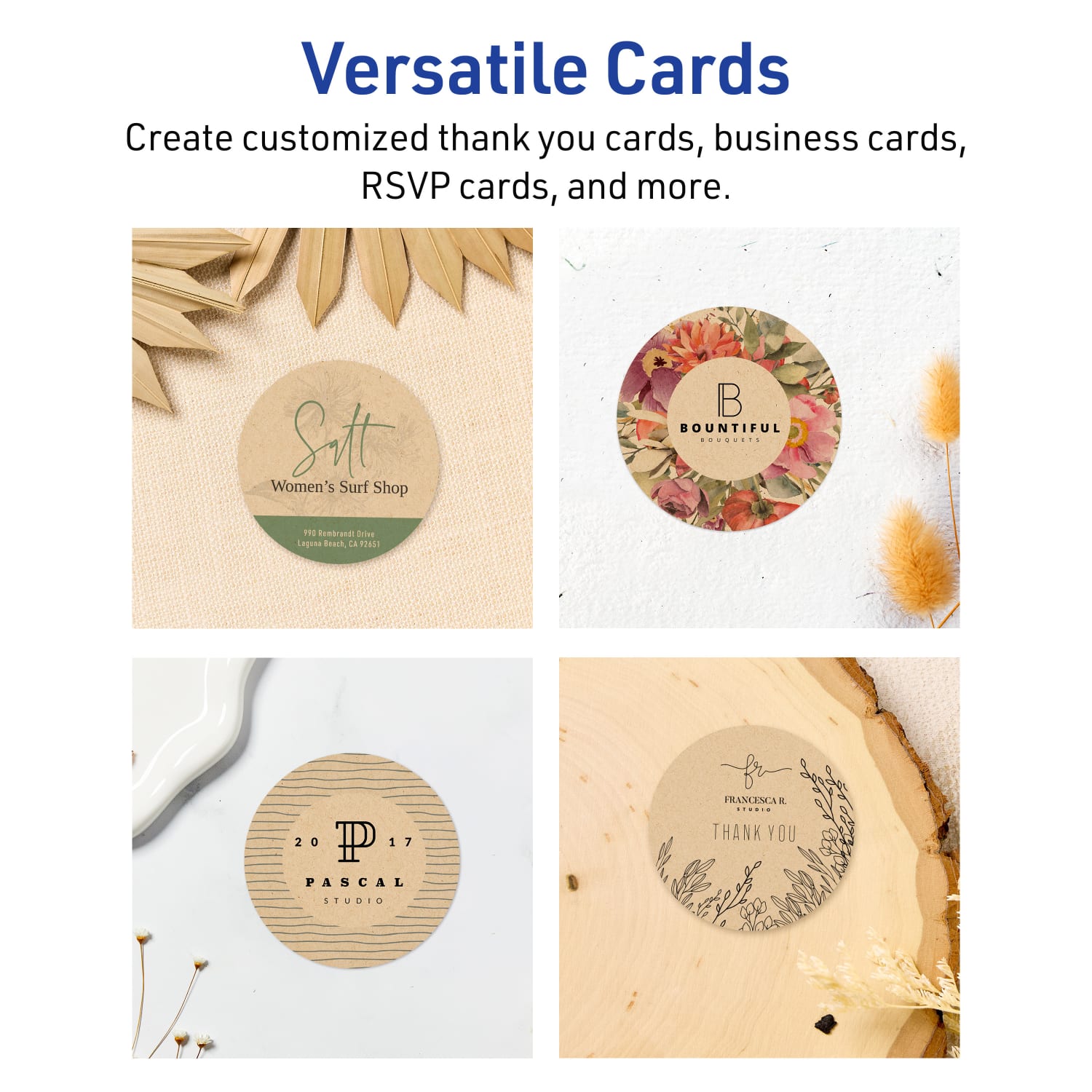 Avery Printable Note Cards With Sure Feed Technology, 3in Round, Kraft Brown, Pack Of 300 - Image 4