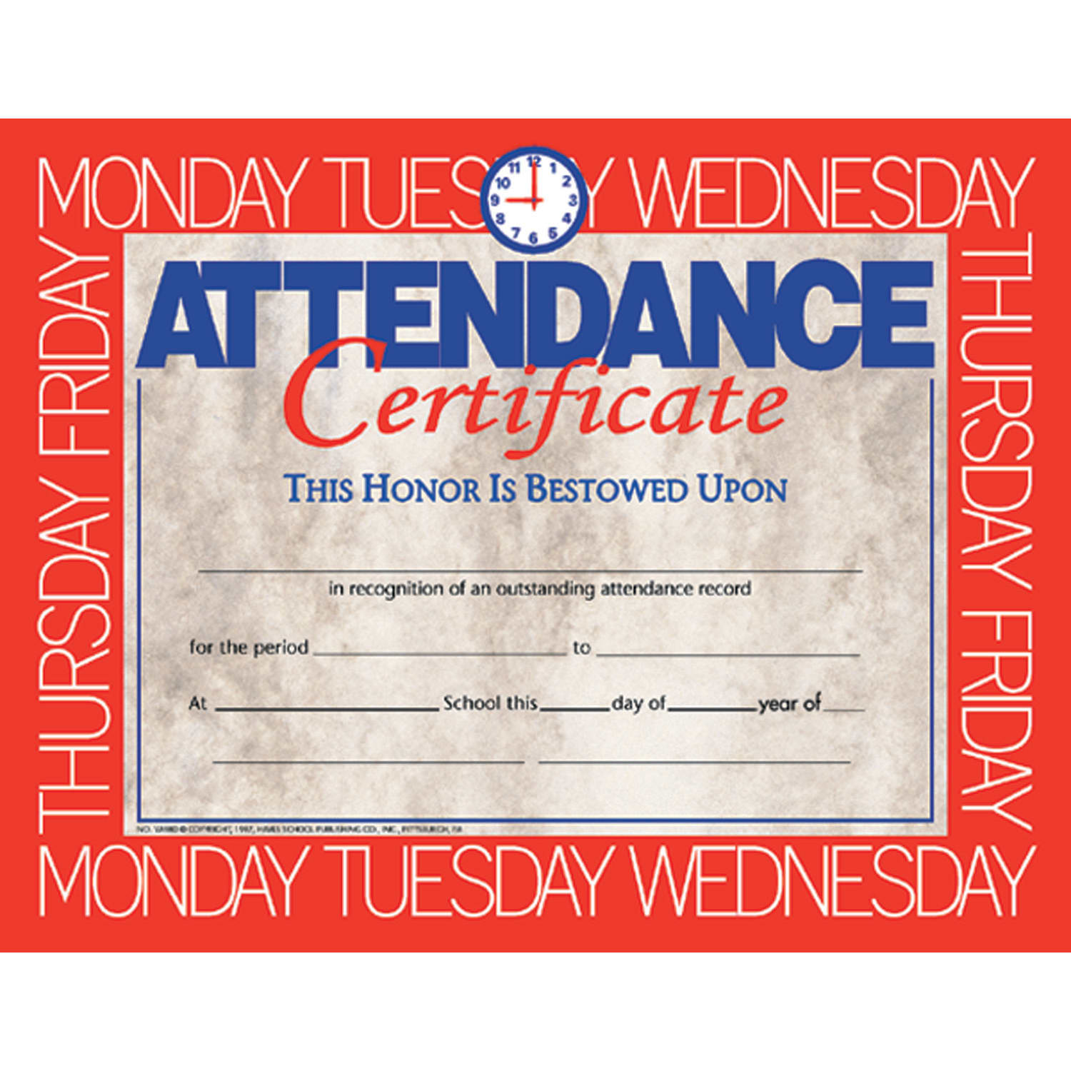 Hayes Certificates, 8-1/2in x 11in, Attendance, 30 Certificates Per Pack, Set Of 3 Packs - Image 3