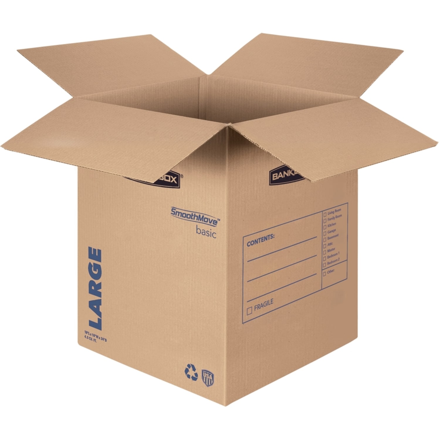 Fellowes SmoothMove Basic Moving Boxes, 18.3in x 18.3in x 24.8in, Kraft/Black, Carton Of 15 - Image 3