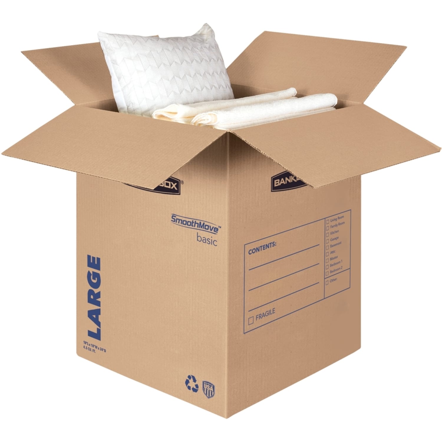 Fellowes SmoothMove Basic Moving Boxes, 18.3in x 18.3in x 24.8in, Kraft/Black, Carton Of 15 - Image 4