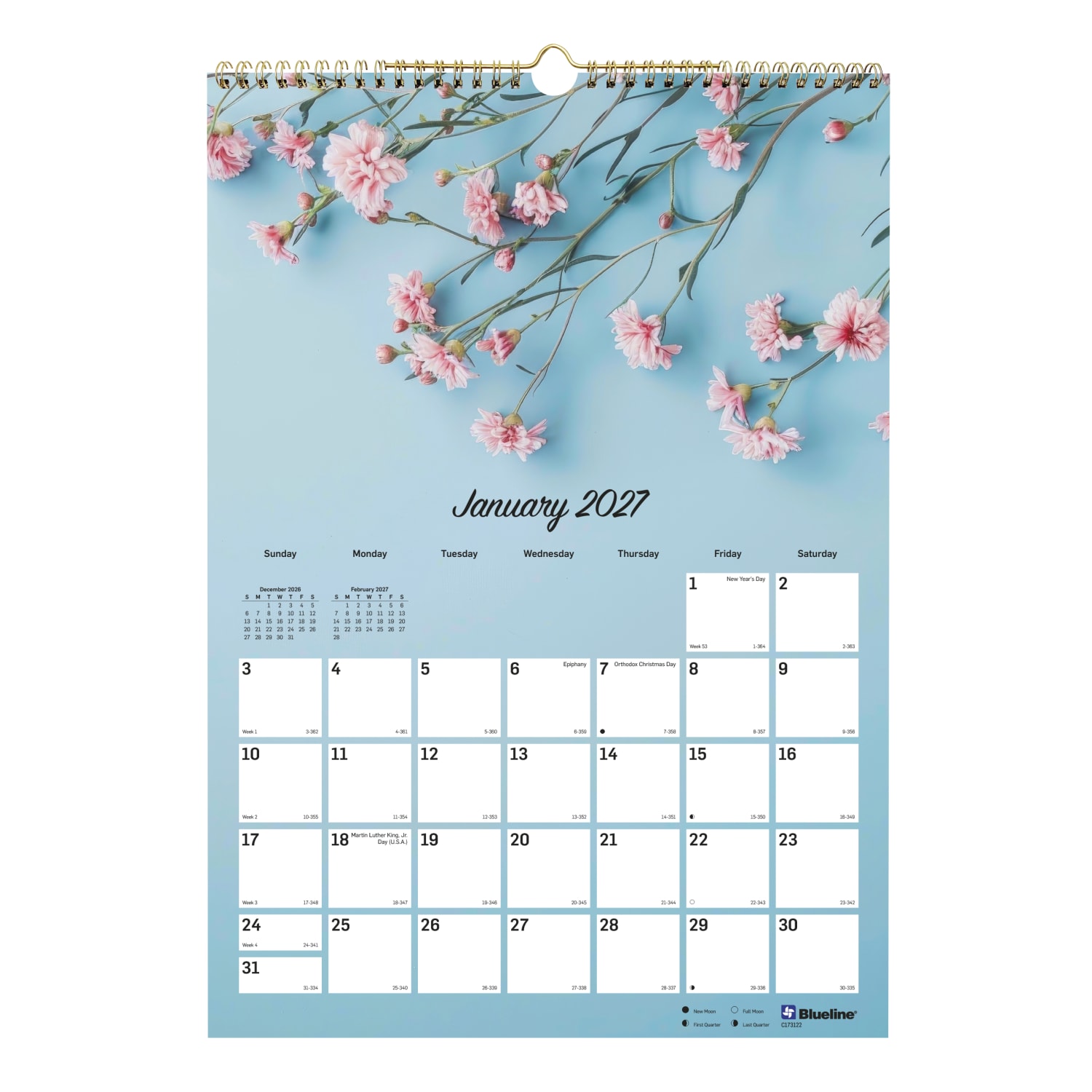 2027 Blueline Colorful Monthly Wall Calendar, 12in x 17in, Romantic, January To December, C173122, Total Qty 1 - Image 3